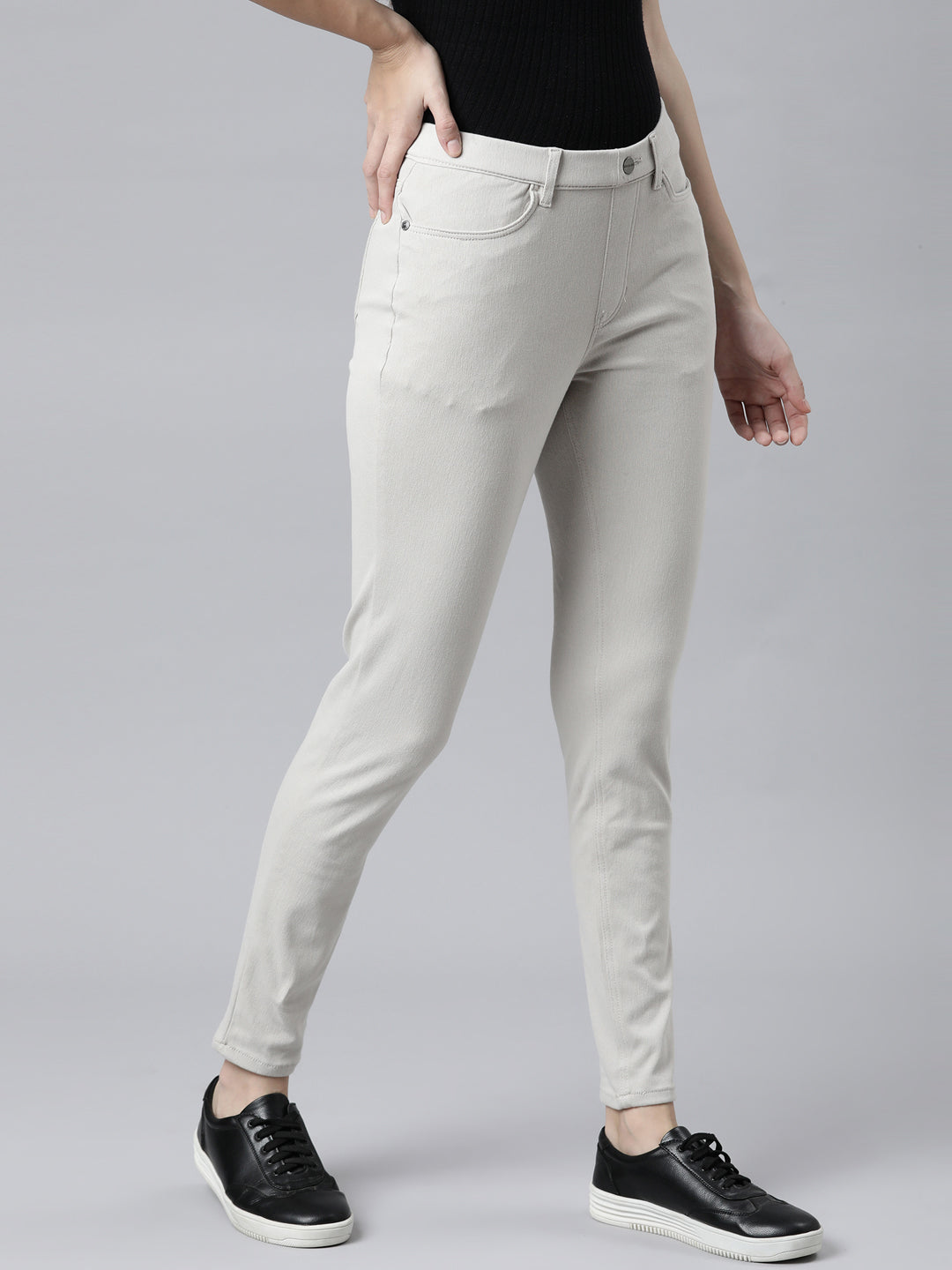 Grey Mist Cotton Polyester Super Stretch Jeggings