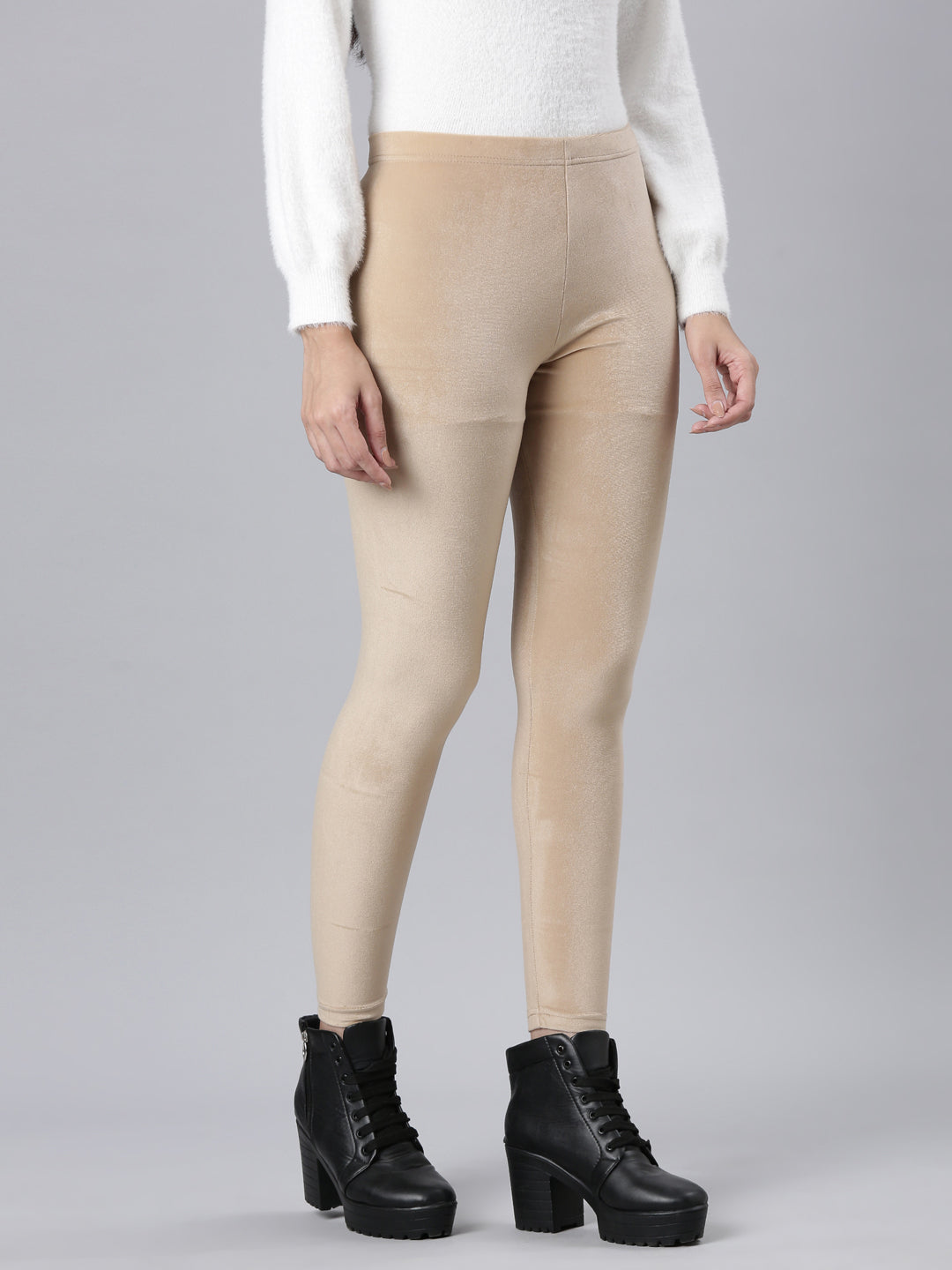 Beige Velour Leggings