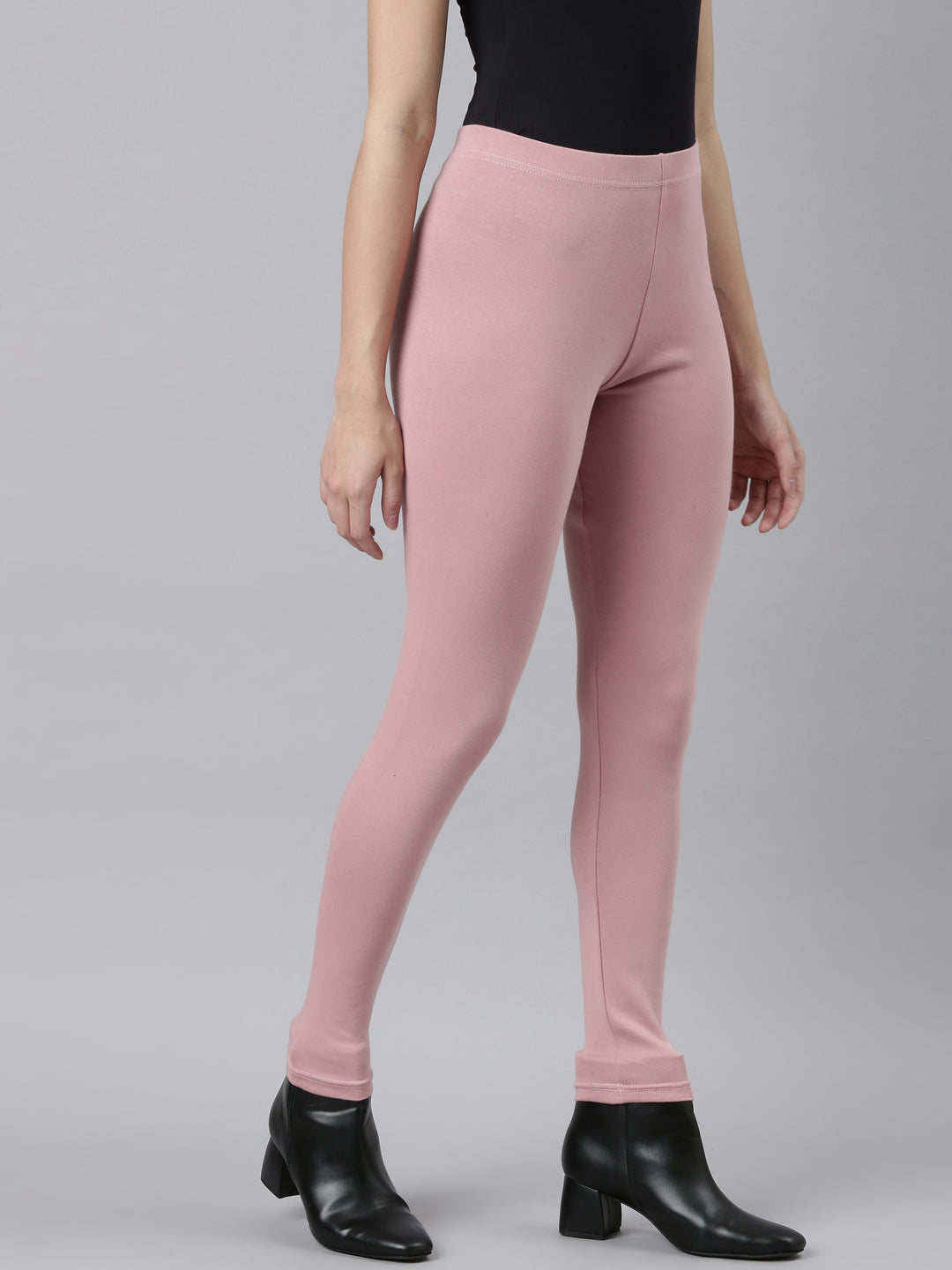 Baby Pink Cotton Stretch Ribbed warm Leggings