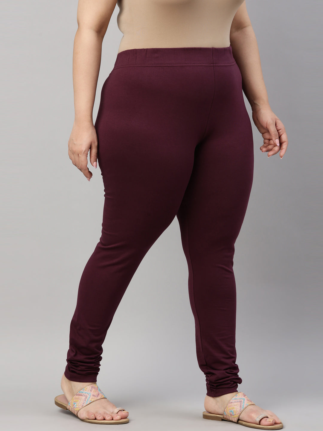 Dark Purple Cotton Stretch Churidar