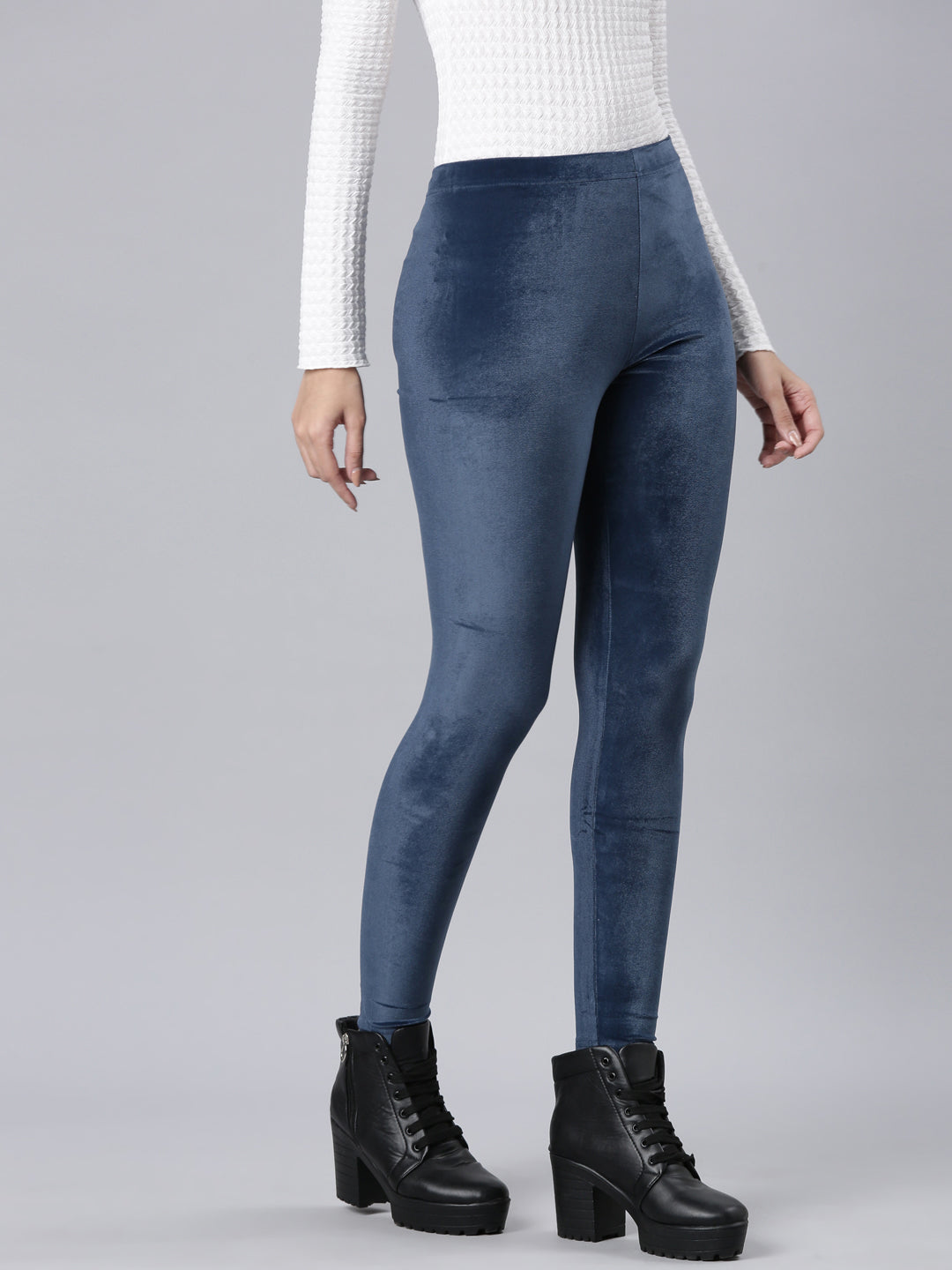 Navy Velour Leggings