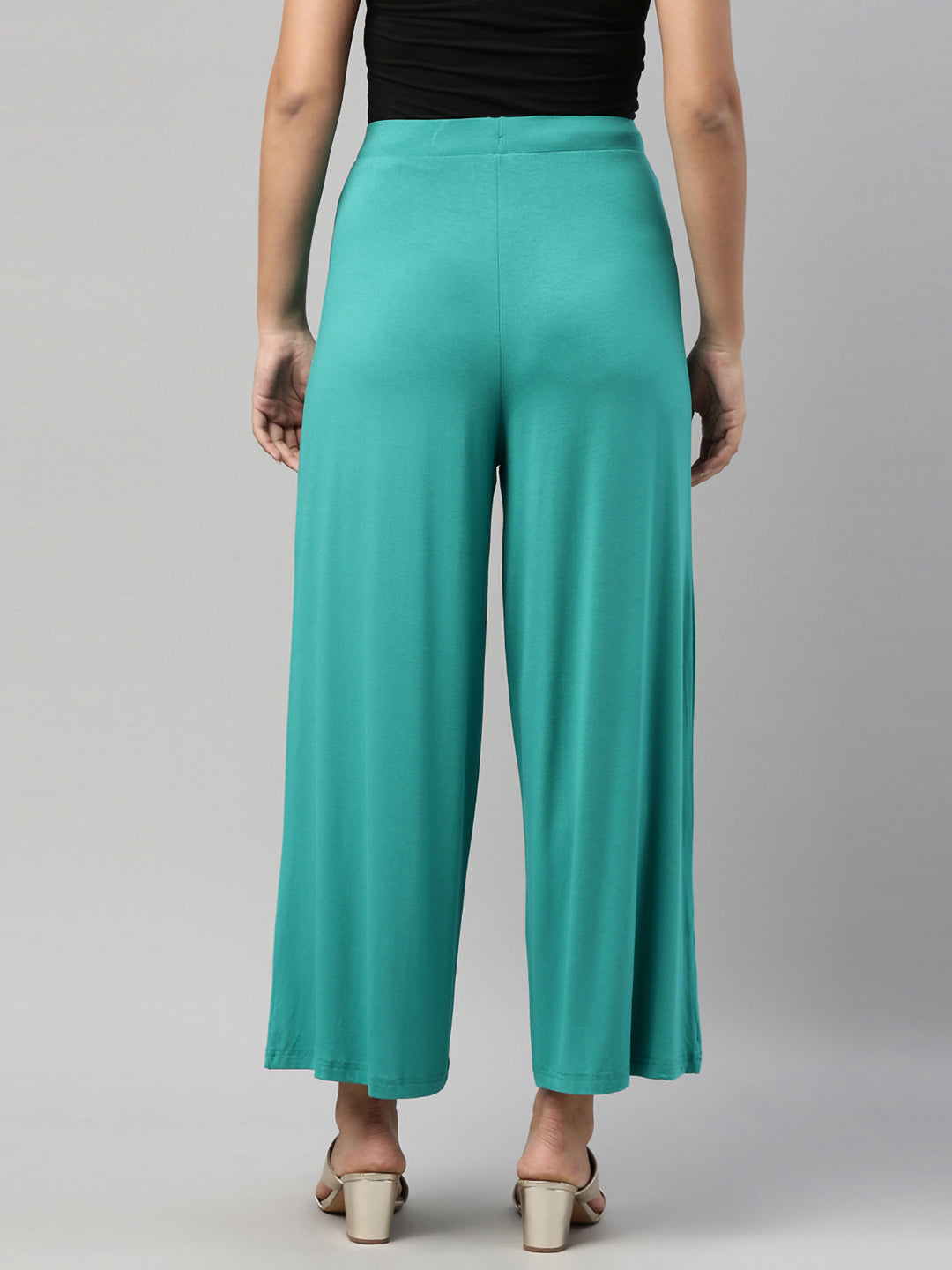 Peacock Green Viscose Knit Palazzo