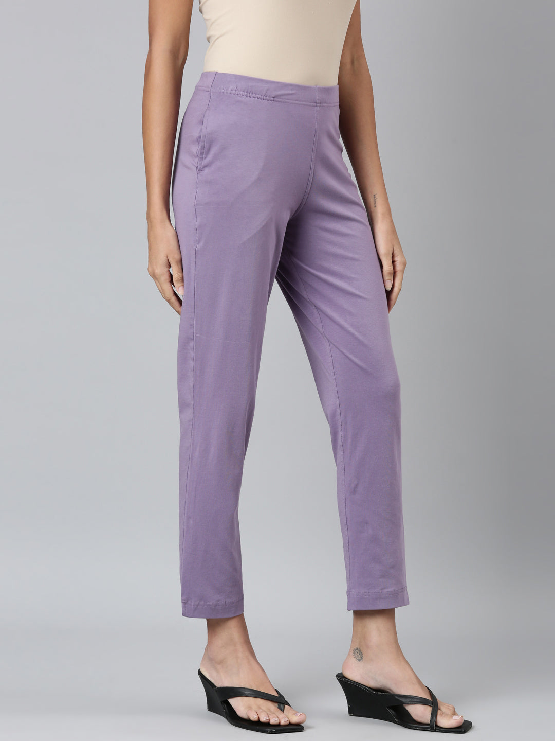 Dusty Purple Cotton Stretch Kurti Pants