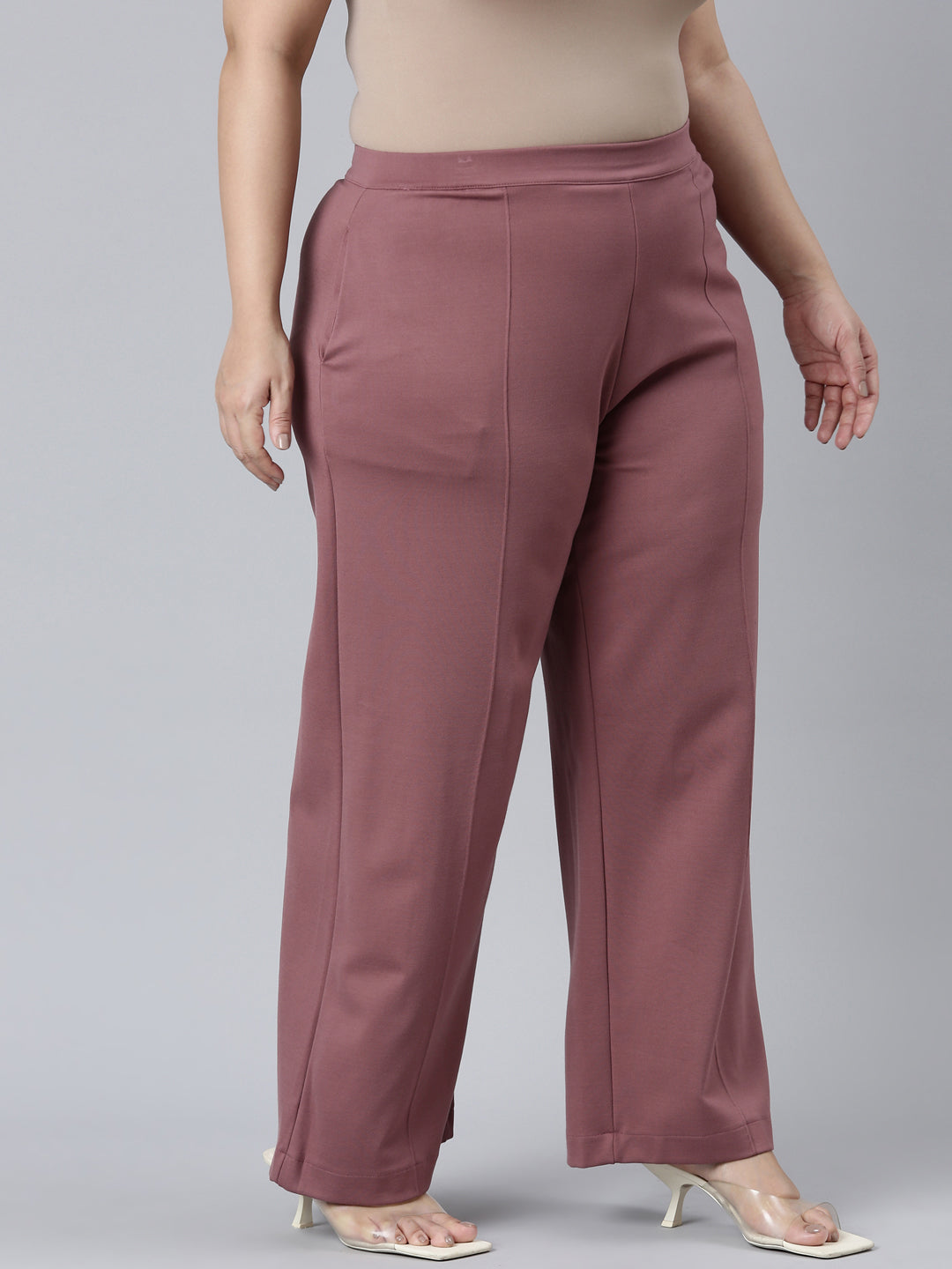 Light Brown Roma Ponte Wide Pants