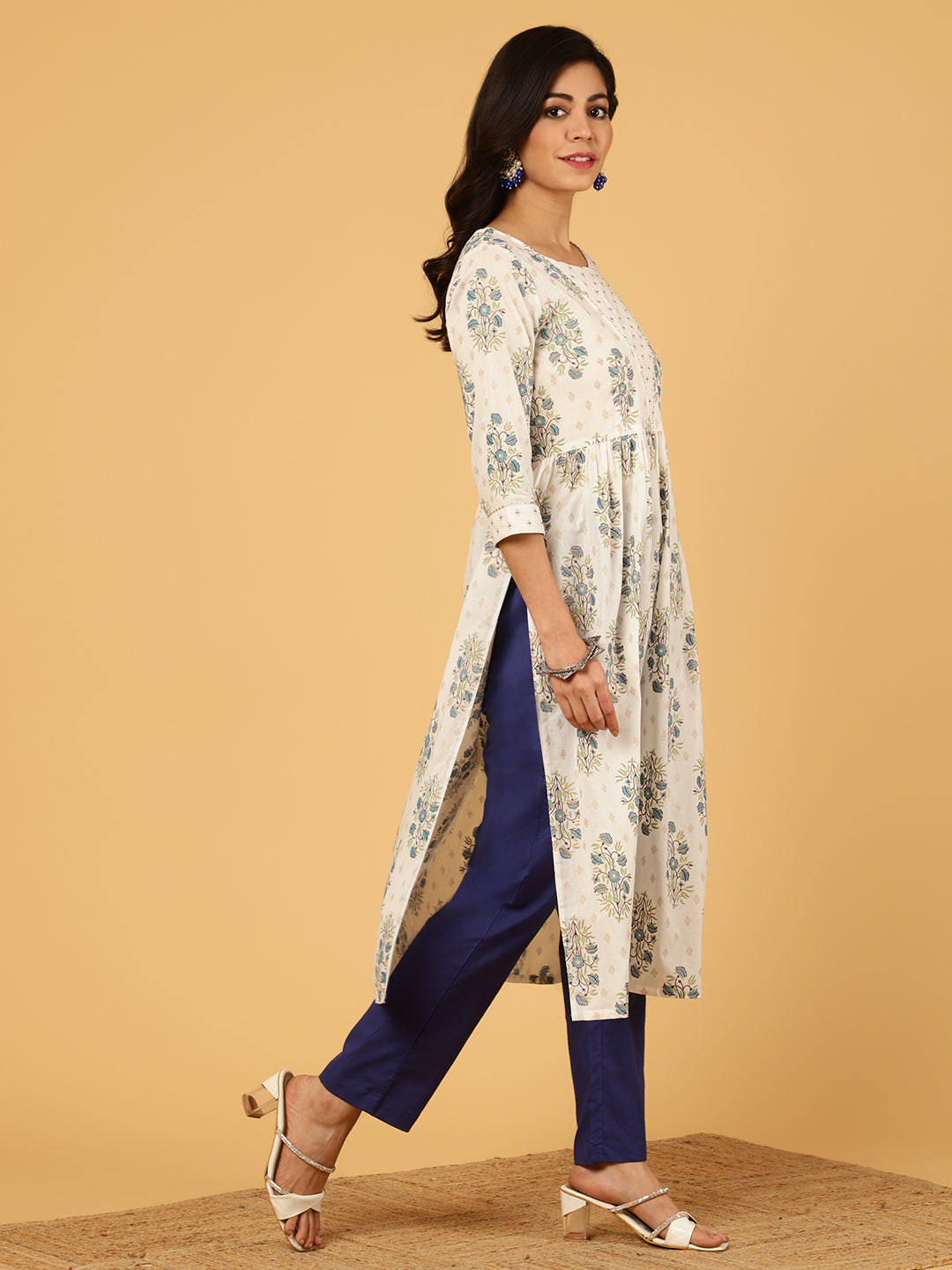 Block Printed Nyra Cut Suit Set With Dupatta