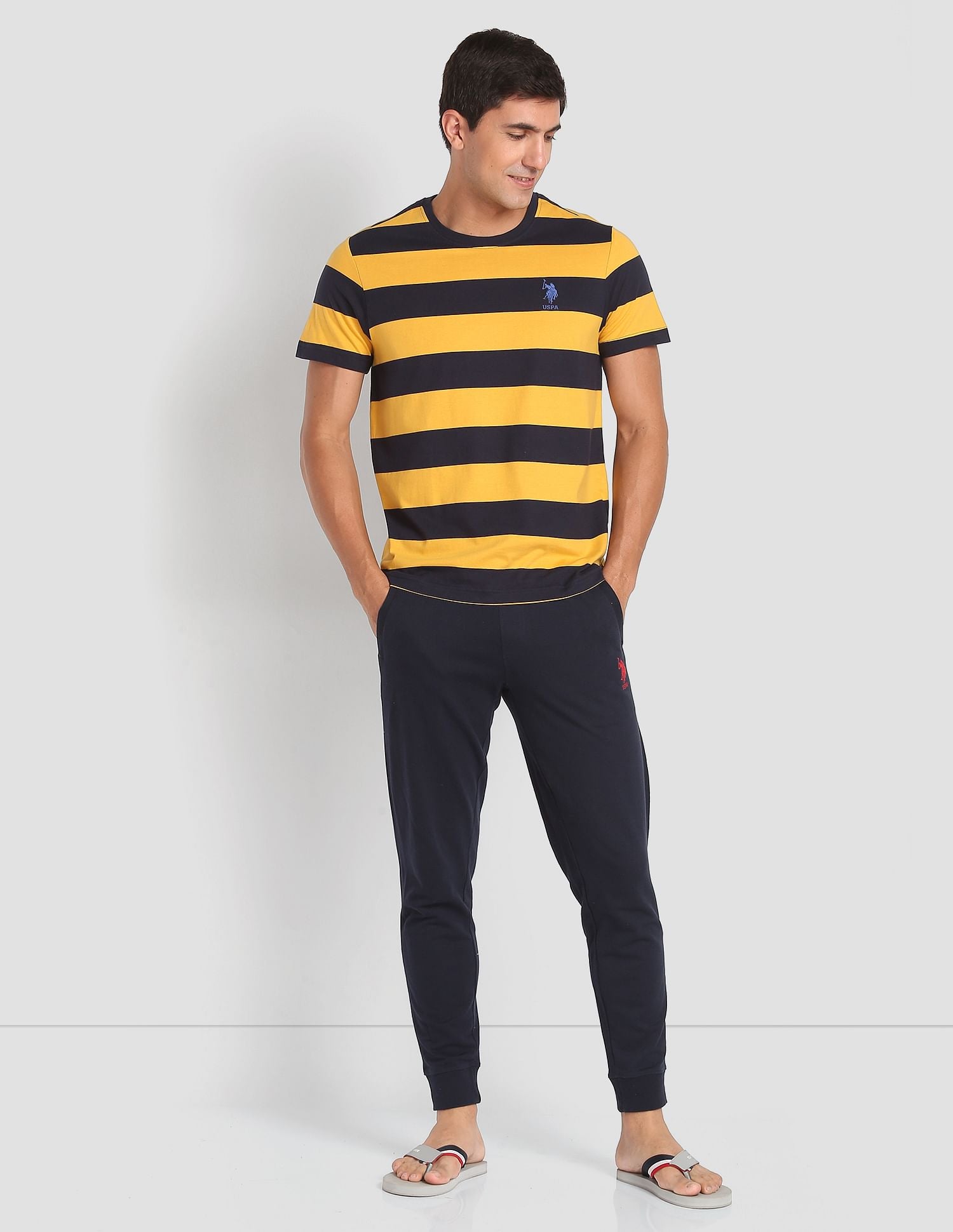 USPA Innerwear Crew Neck Striped I688 Lounge T-Shirt - Pack Of 1