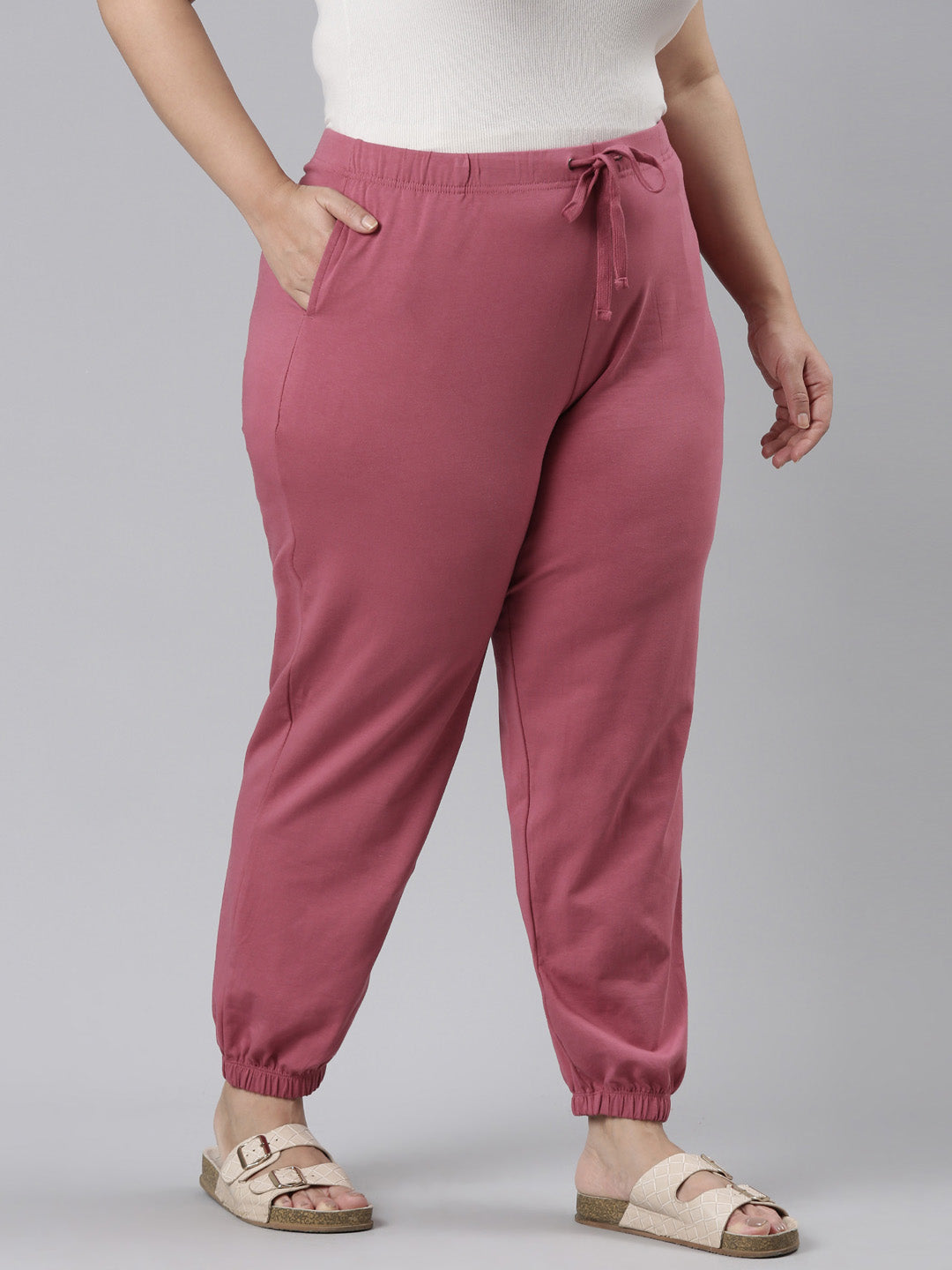 Light Wine Cotton Stretch Casual Joggers