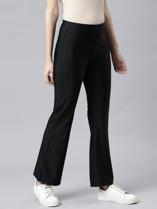 Black Nylon Stretch Bell Bottom