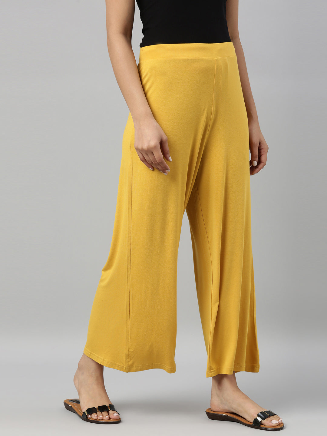 Golden Yellow Viscose Knit Palazzo