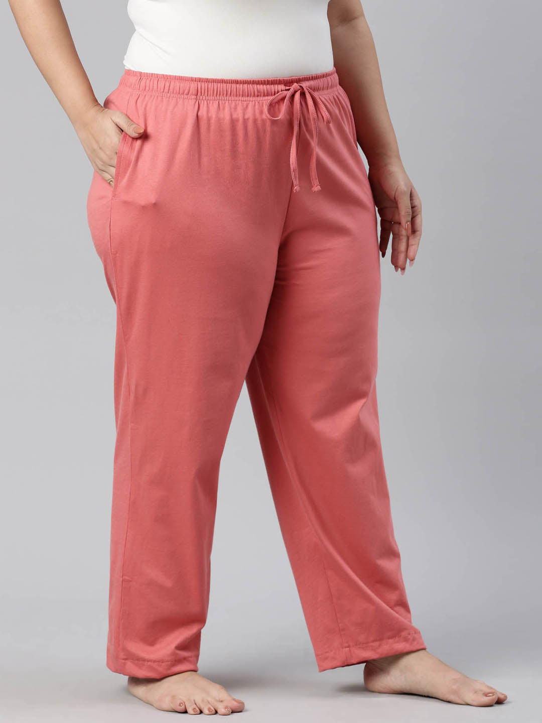 Dusty Pink Cotton Knit Lounge Pants