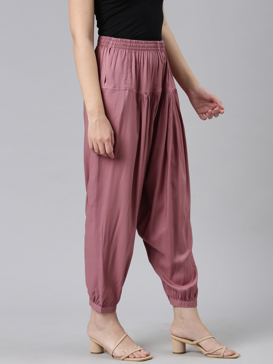Light Wine Woven Viscose Harem Pant