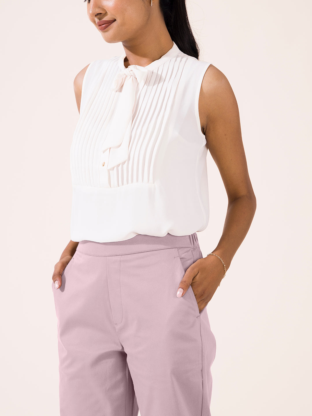 Lavender Woven Cotton Stretch Chino Pants