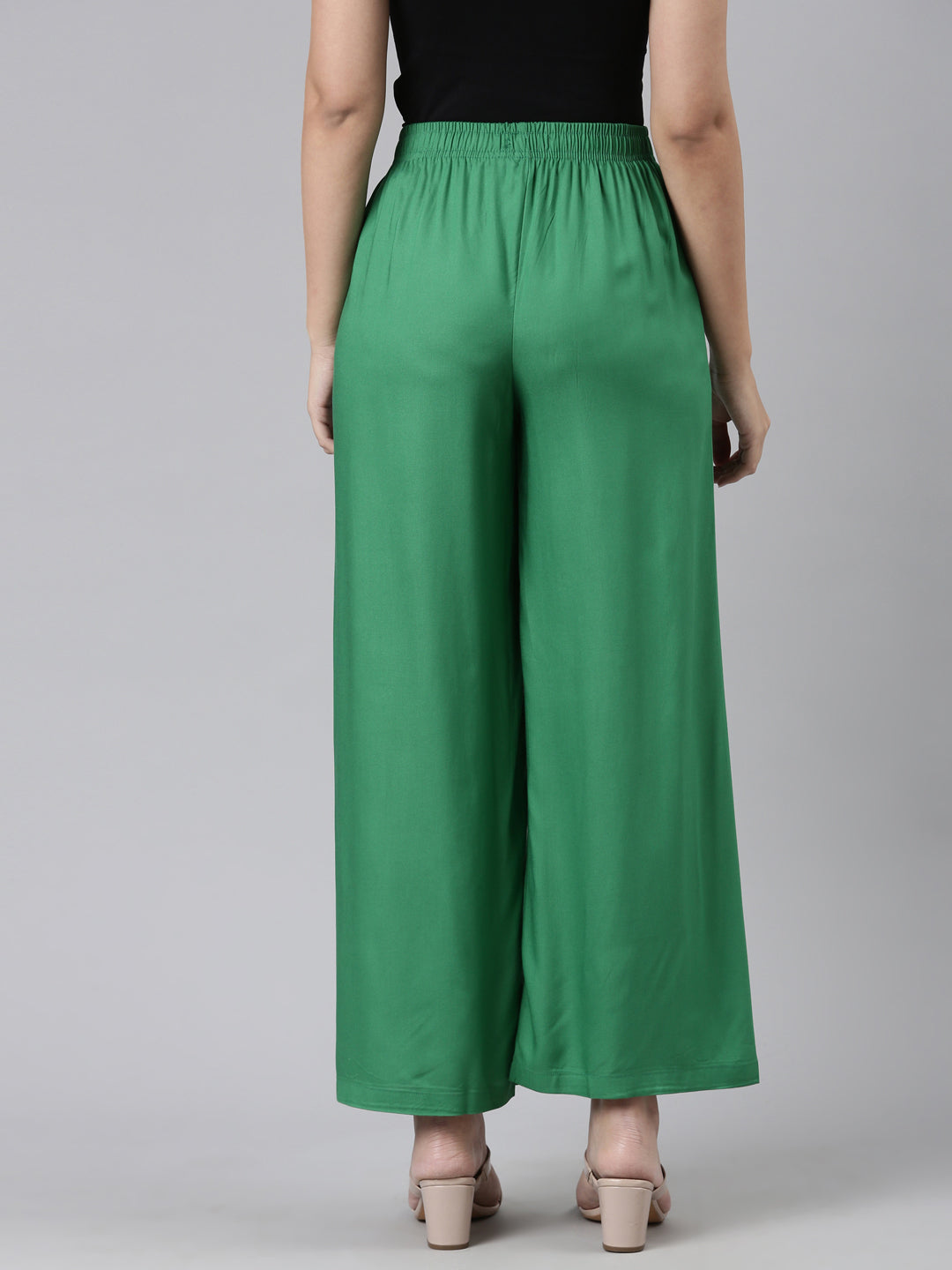 Emerald Green Woven Viscose Basic Palazzo