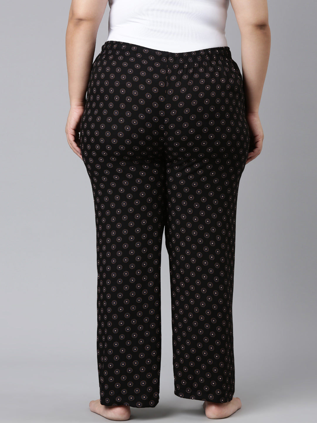 Black Woven Viscose Printed Lounge Pants