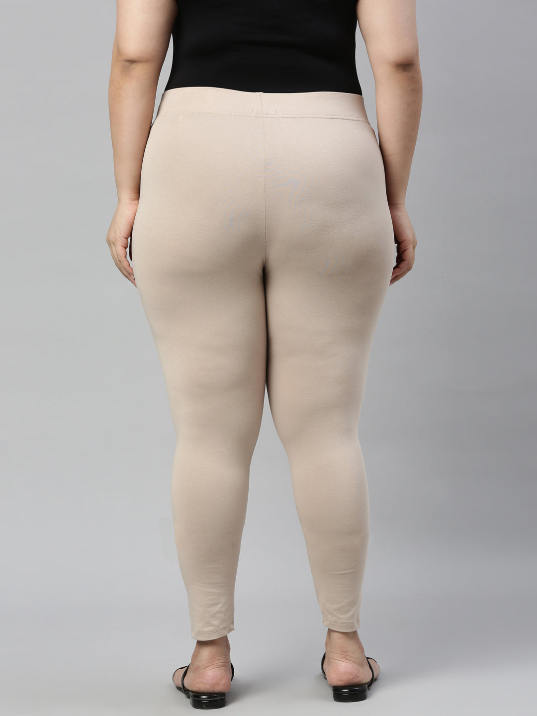 Khaki Cotton Stretch Ankle Length Leggings