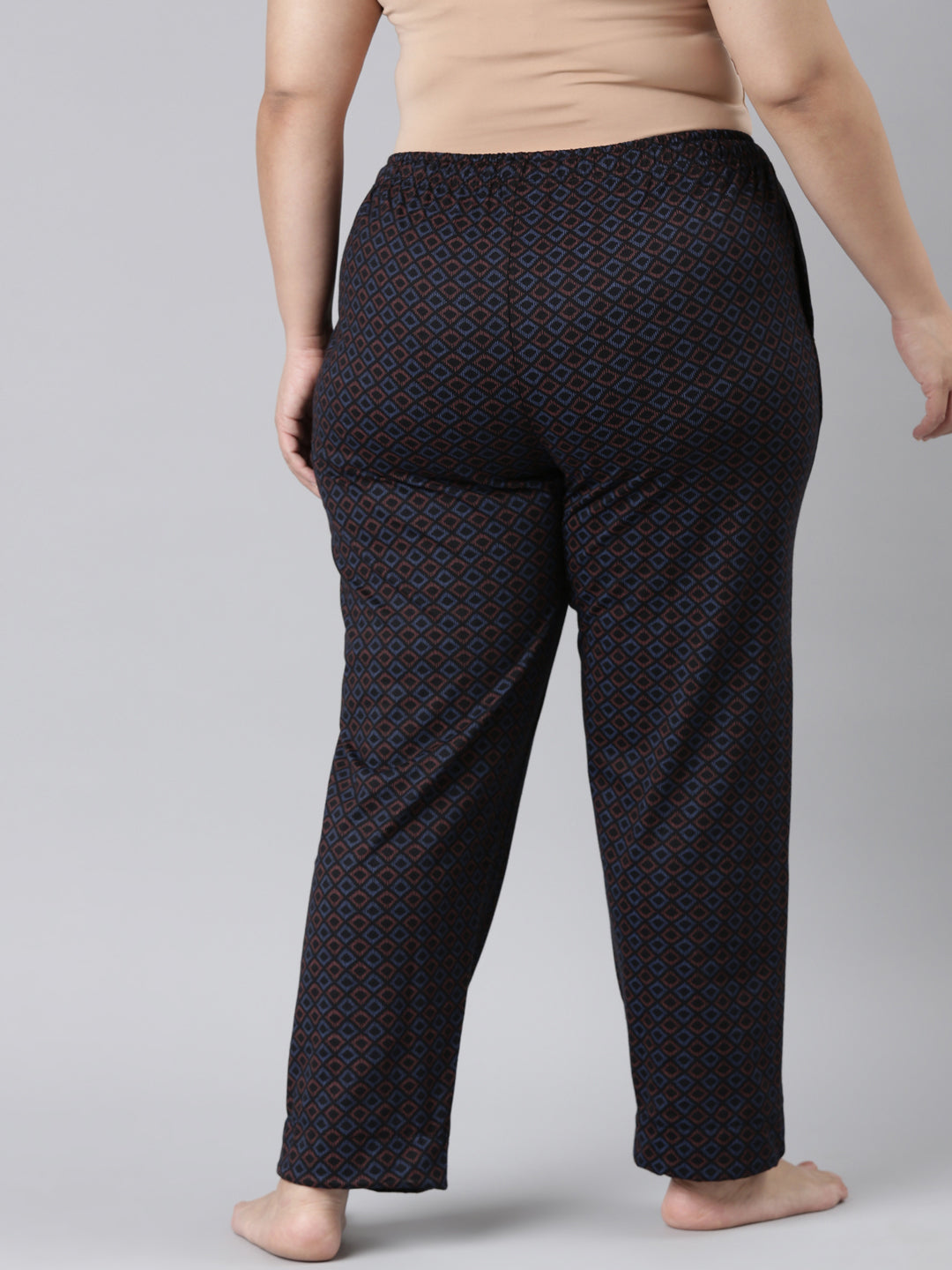 Black Cotton Knit Printed Lounge Pants