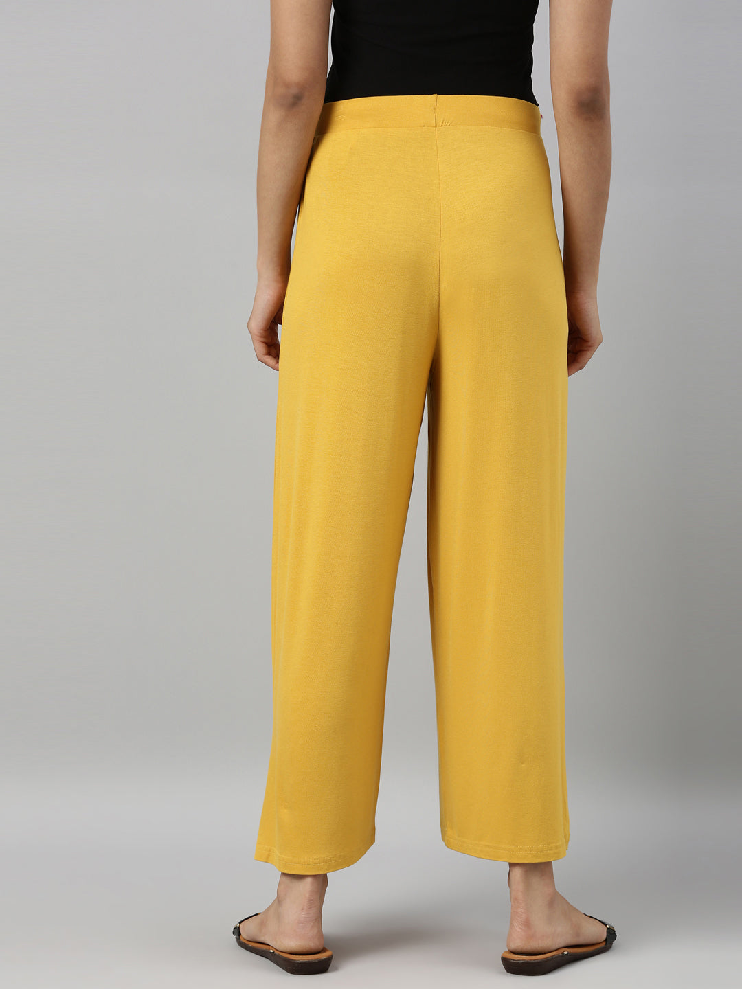 Golden Yellow Viscose Knit Palazzo