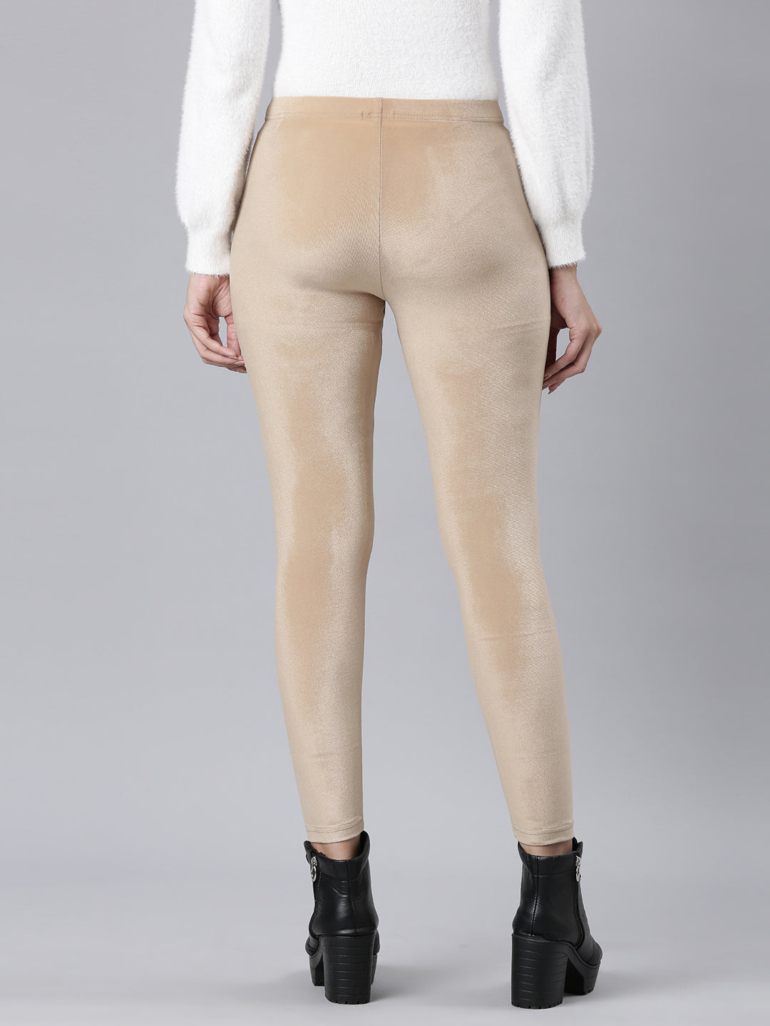 Beige Velour Leggings