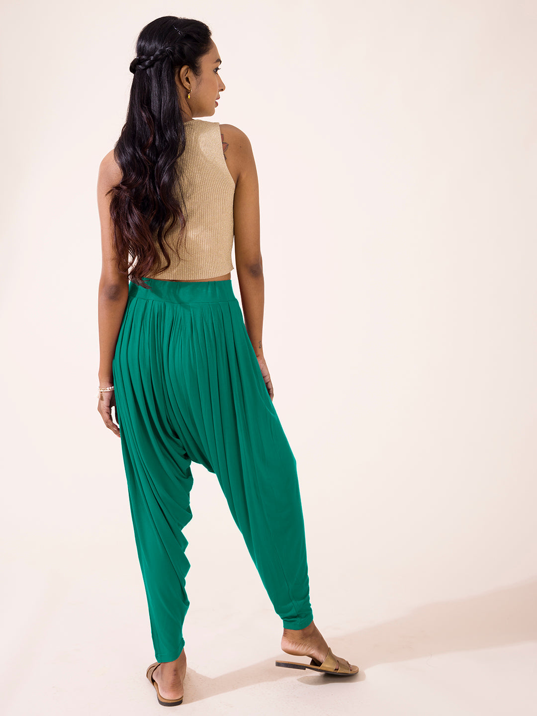 Bottle Green Viscose Stretch Patiala