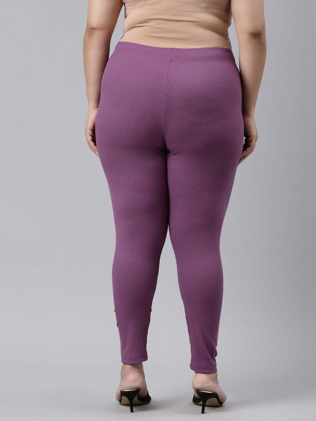 Lilac Drop Needle Fabric Rib Leggings