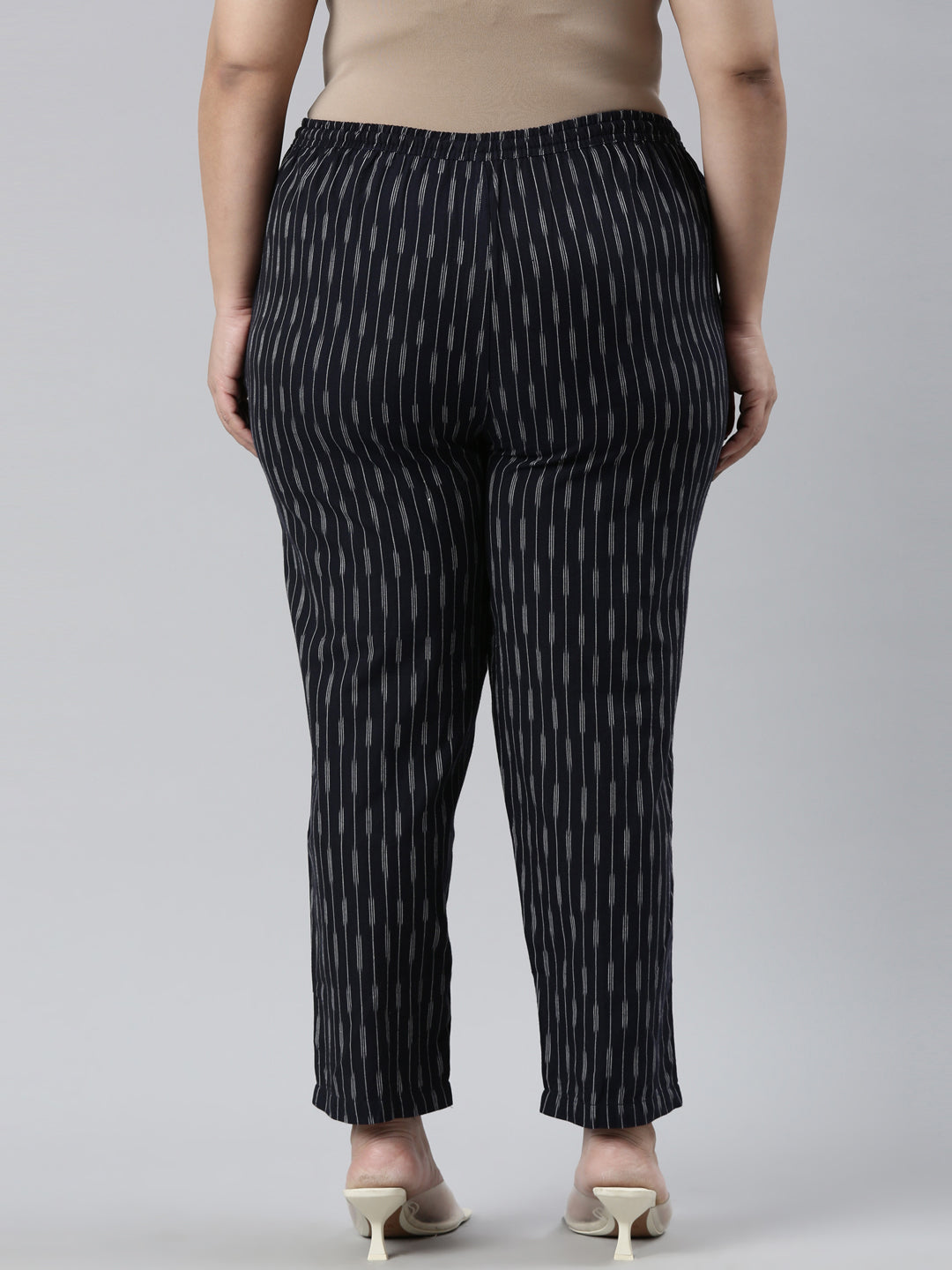 Navy Linen Ikat Pencil Pant