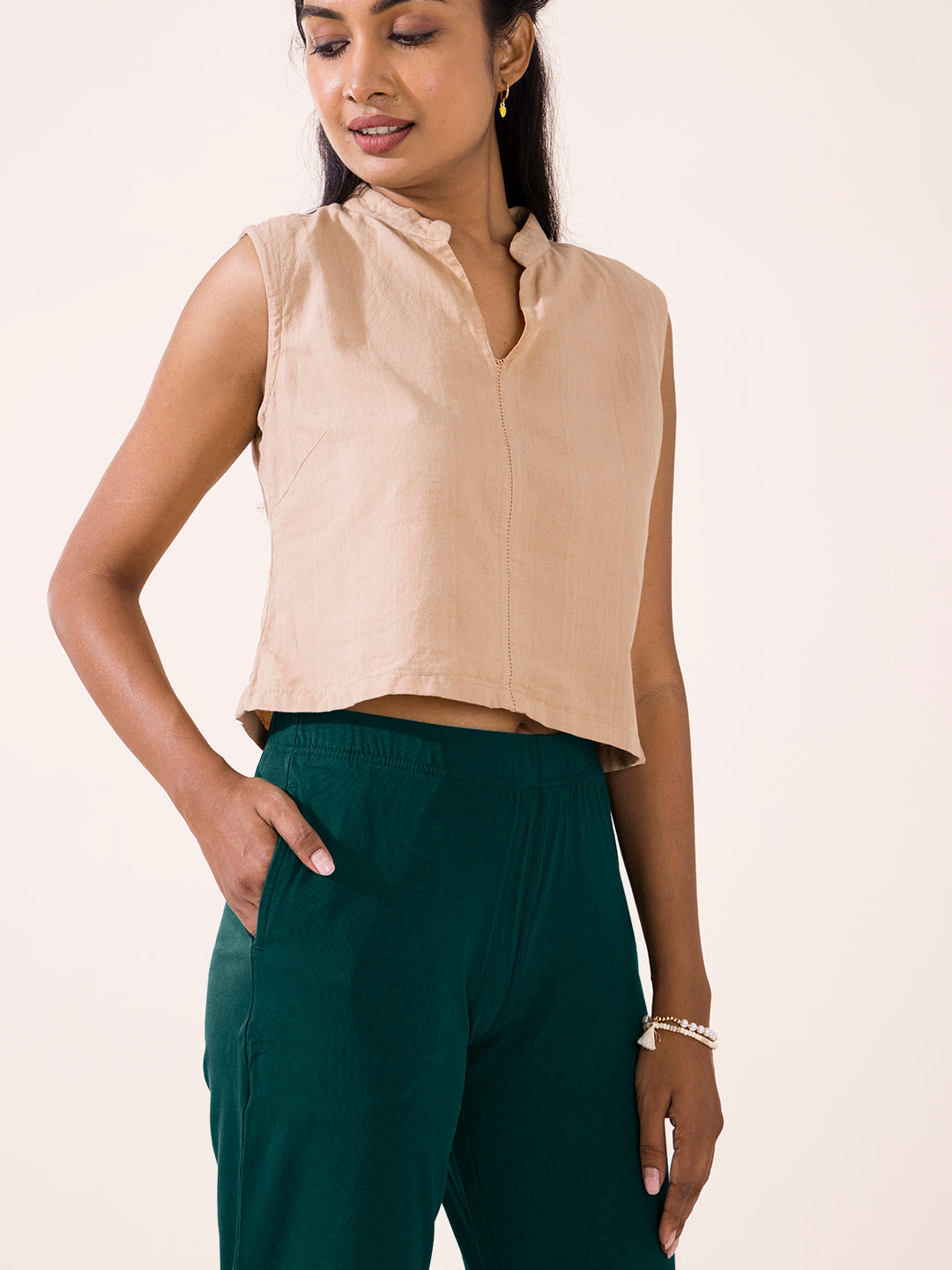 Dark Green Cotton Stretch Kurti Pants