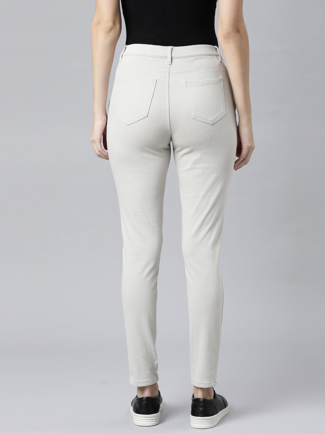 Grey Mist Cotton Polyester Super Stretch Jeggings