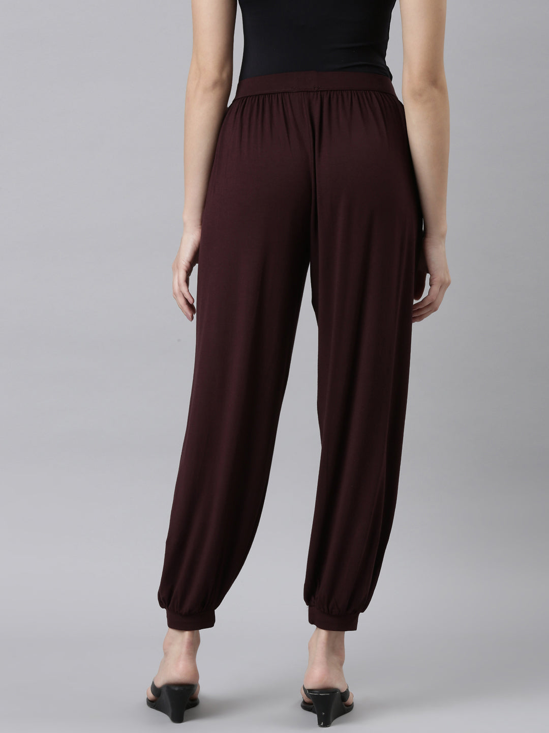 Dark Wine Viscose Stretch Harems