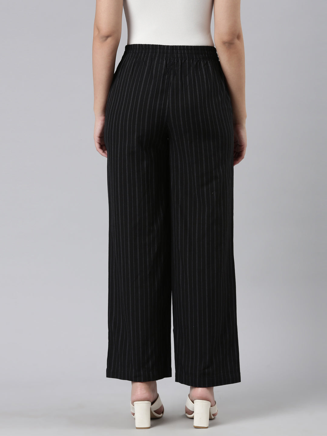 Black Cotton Stripes Cargo Pant