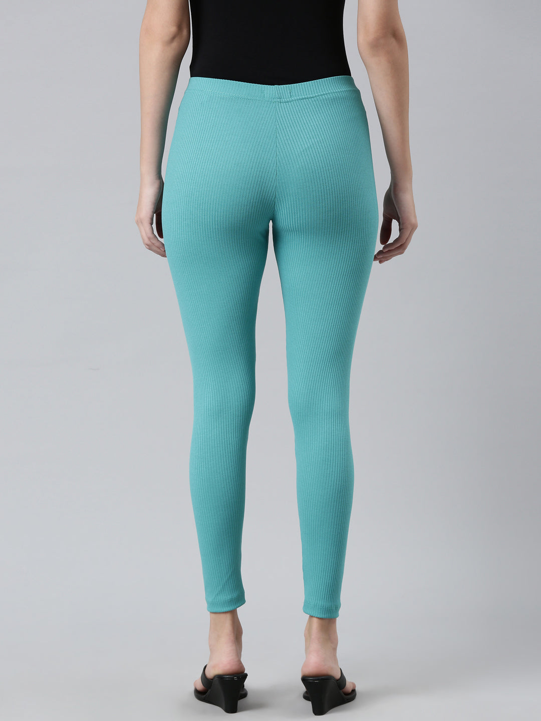 Mint Drop Needle Fabric Rib Leggings