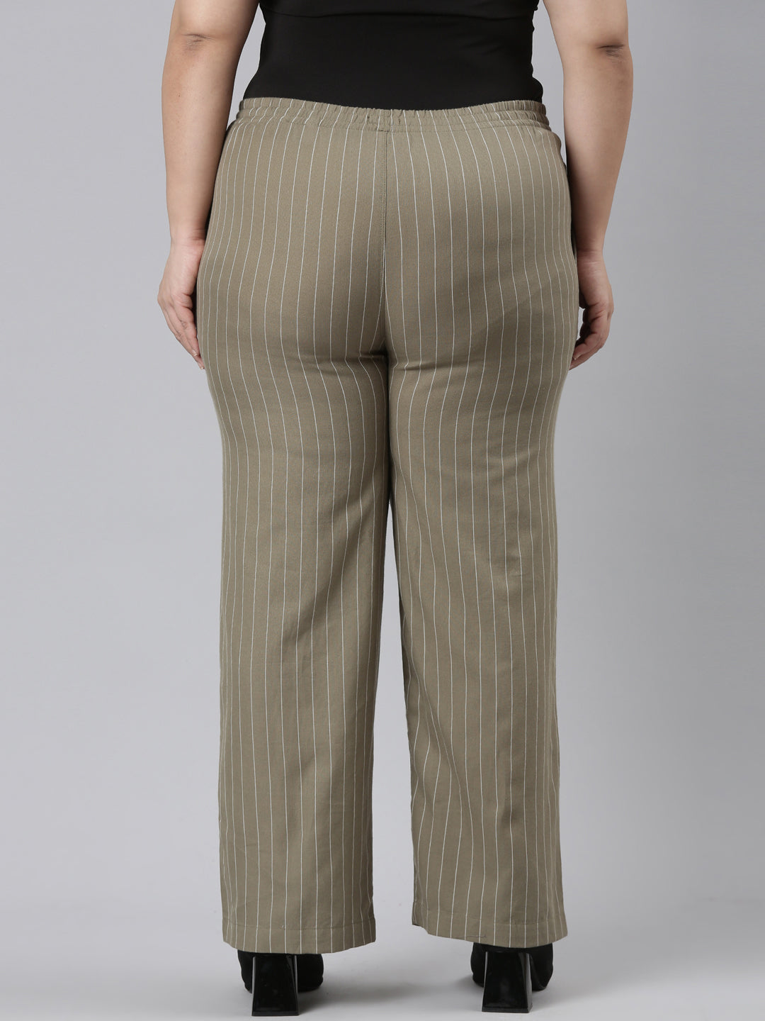 Olive Green Cotton Stripes Cargo Pant