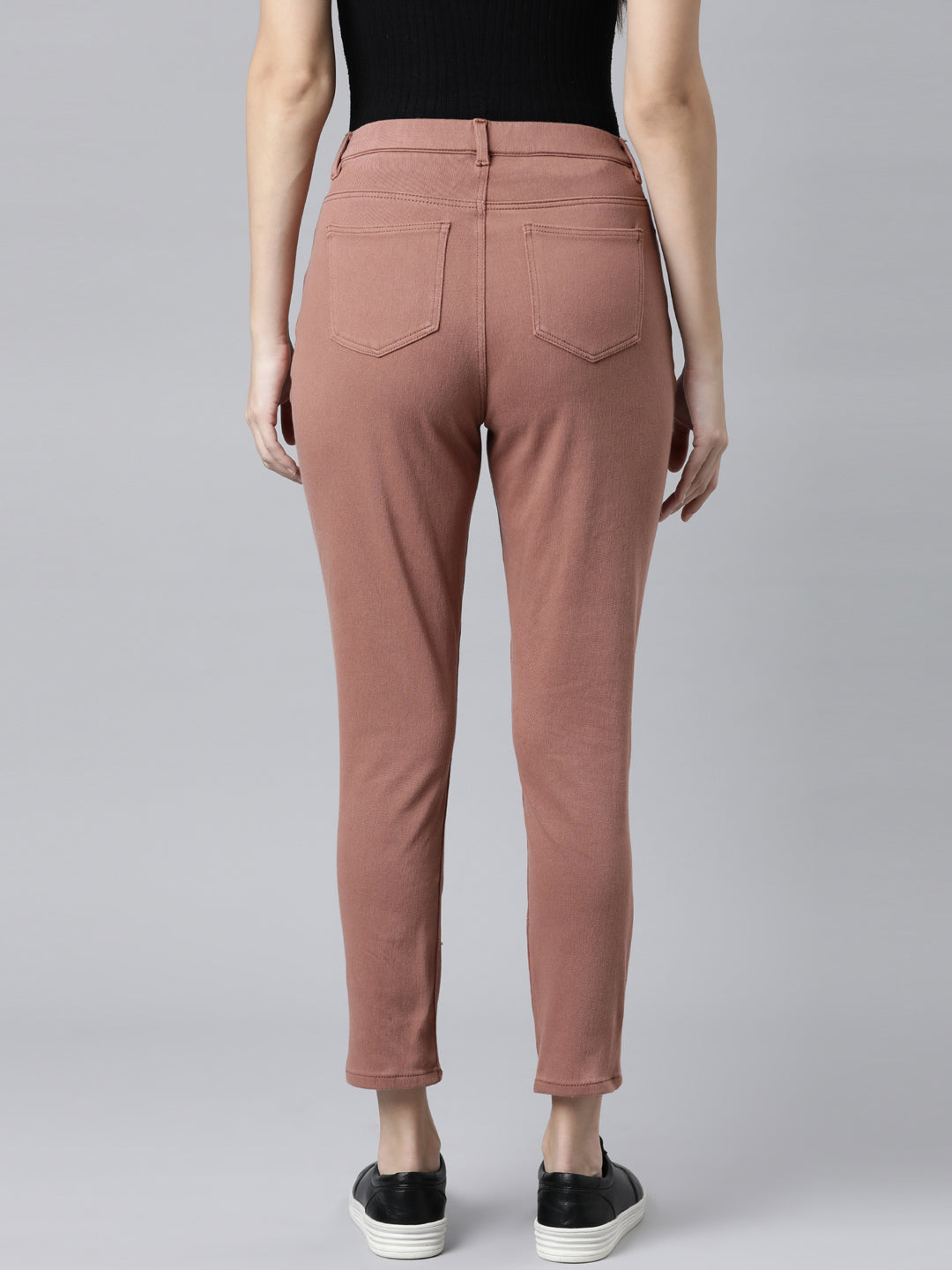 Rust Cotton Poly Stretch Cropped Colored Jeggings