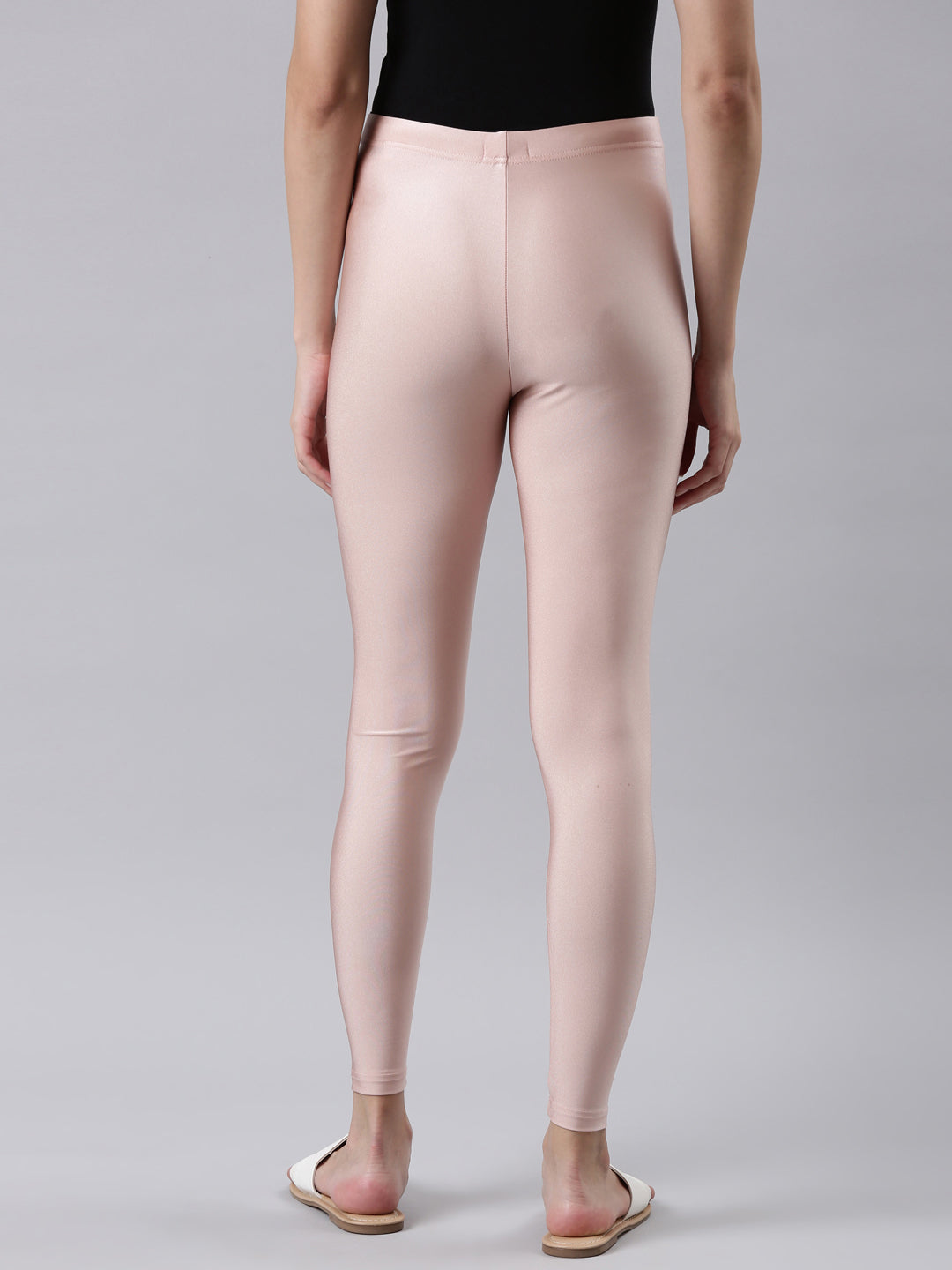 Rose Gold Nylon Stretch Shimmer Leggings