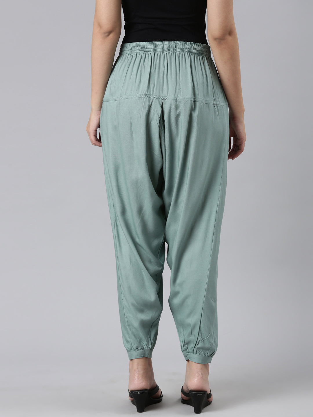 Ocean Green Woven Viscose Harem Pant