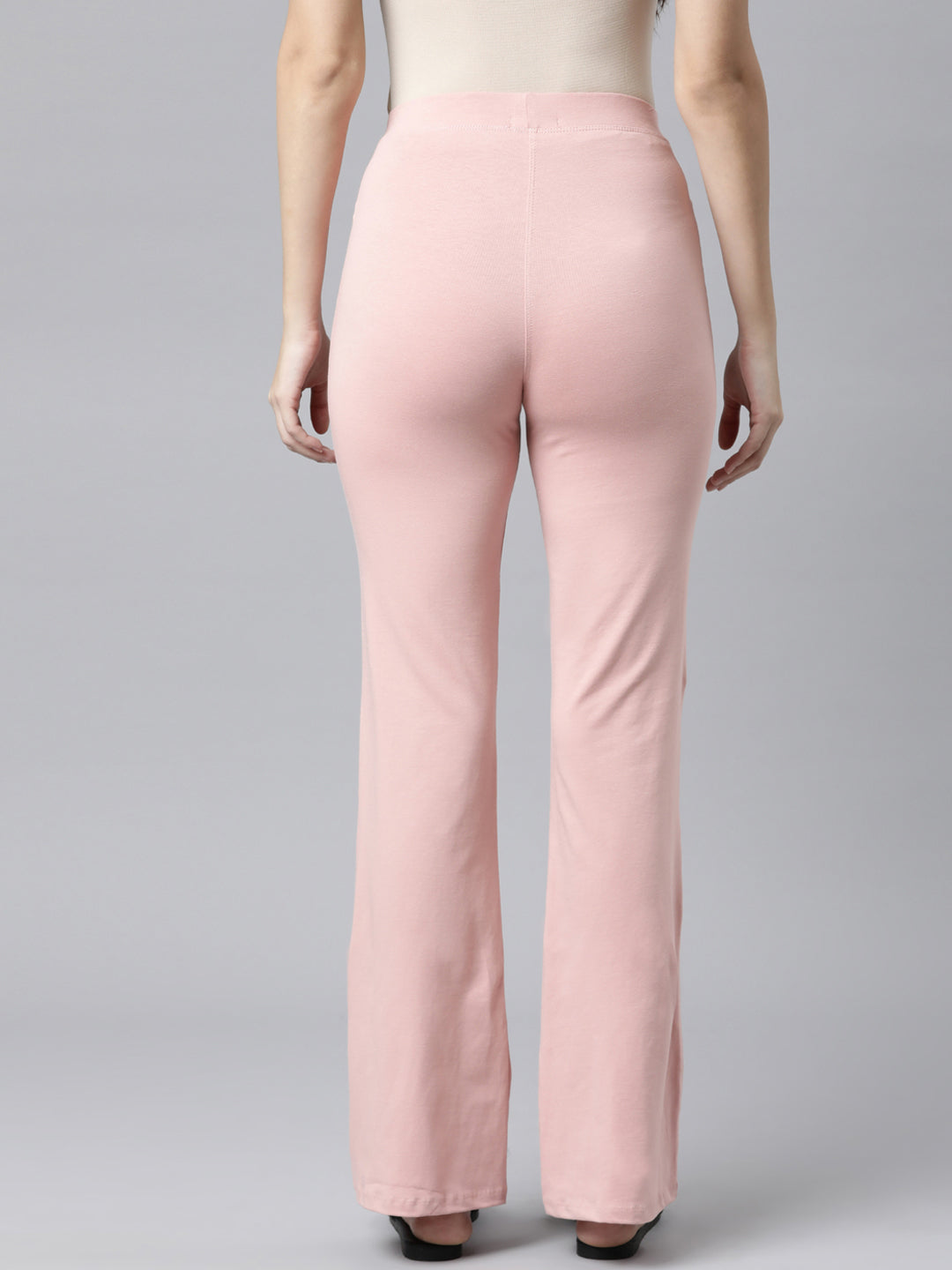 Baby Pink Cotton Stretch Flared Pant