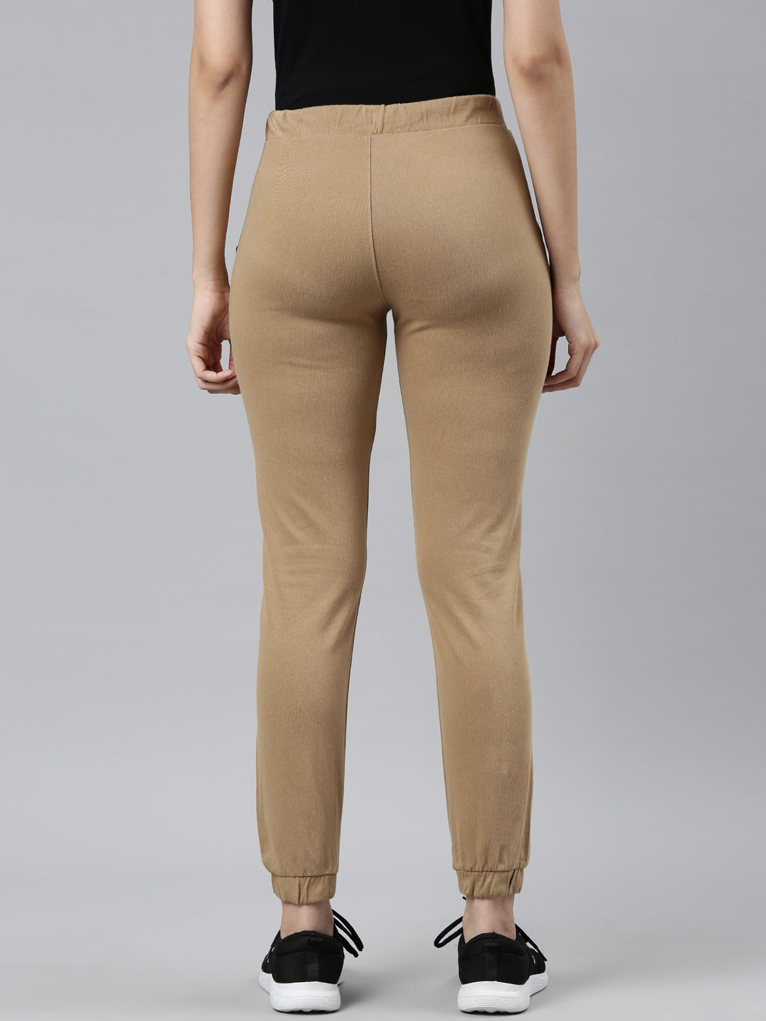 Khaki Cotton Poly Stretch Cuffed Joggers