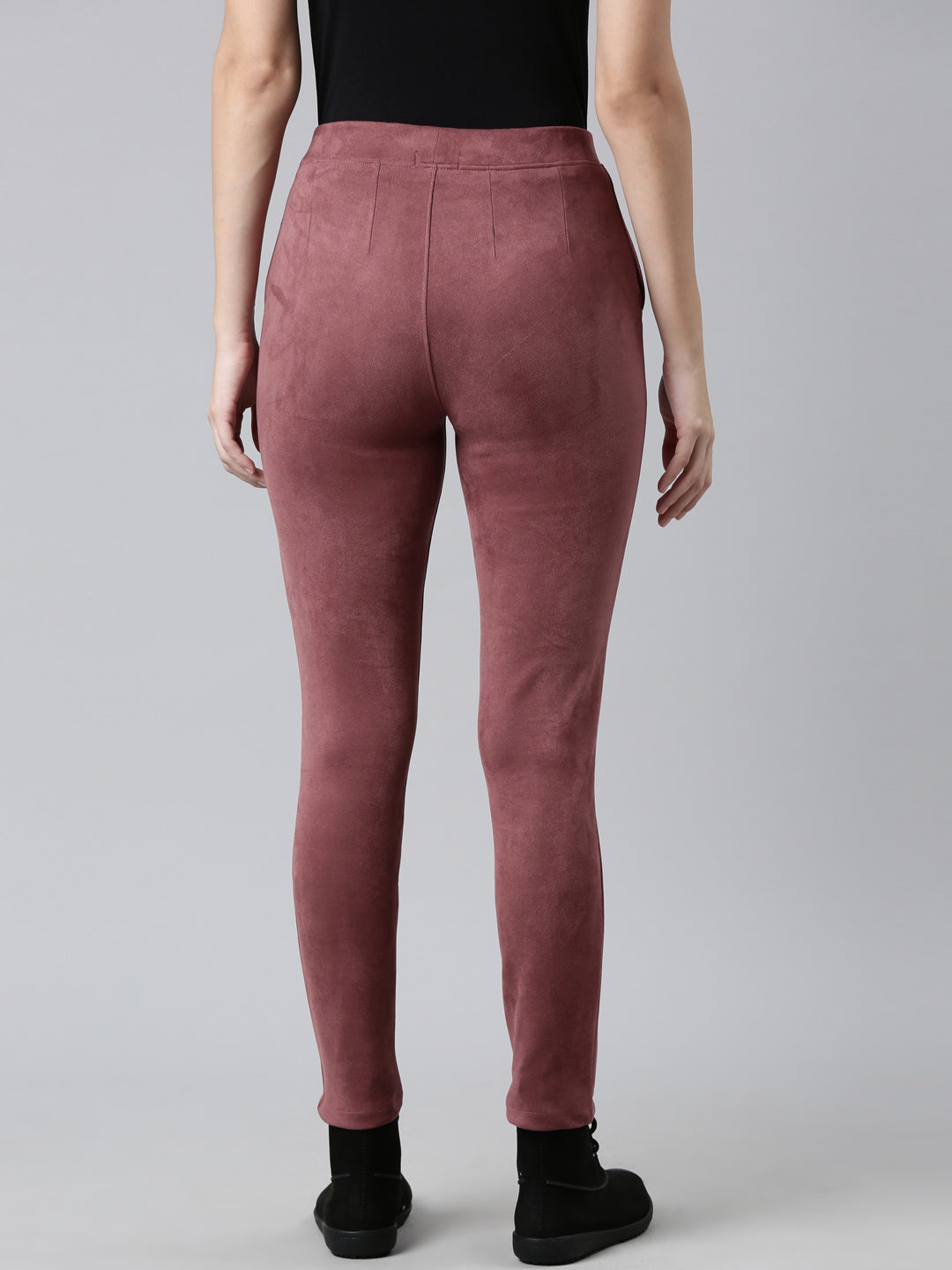 Light Wine Poly Stretch Suede Tregging