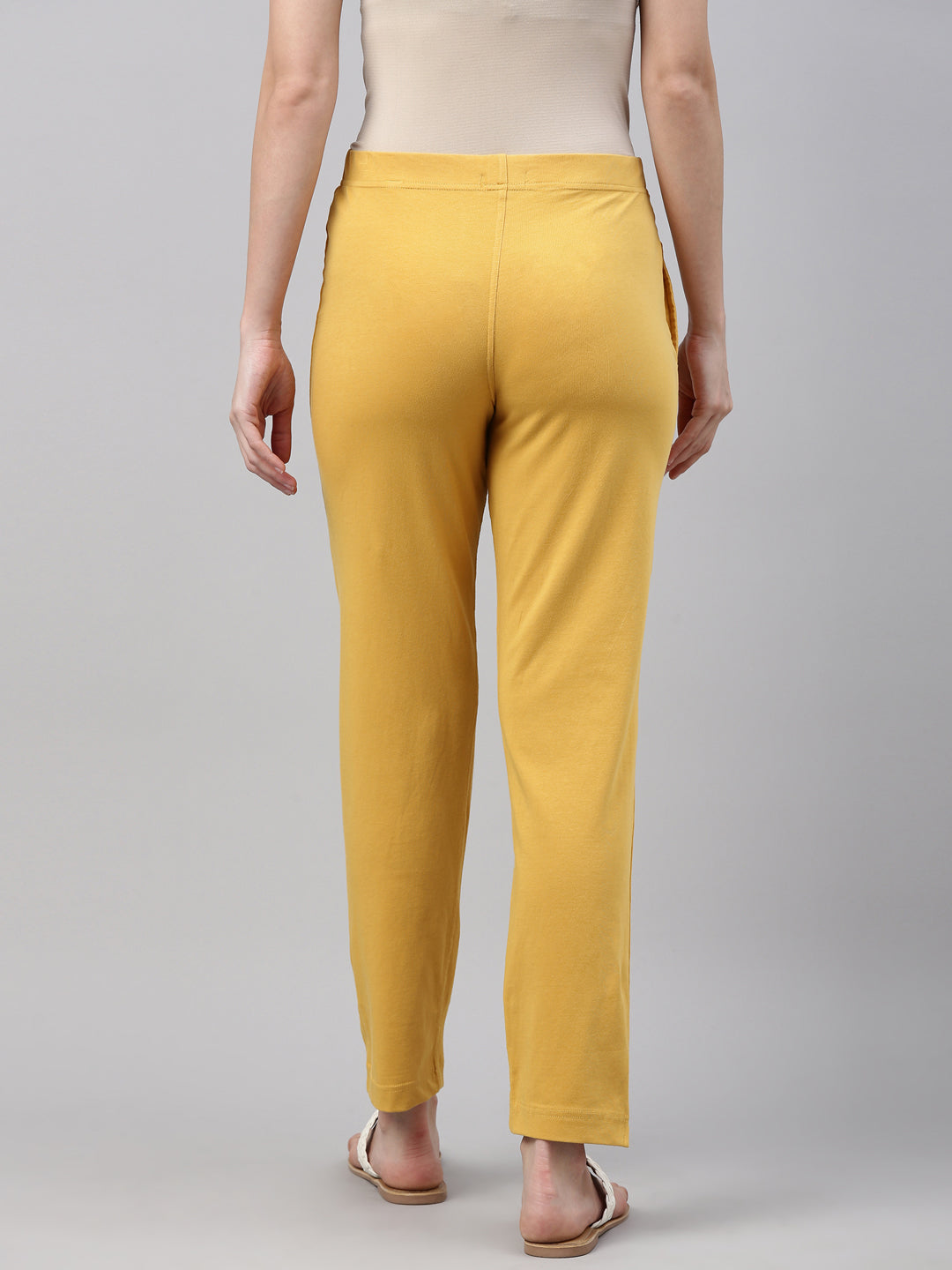 Golden Yellow Cotton Stretch Kurti Pants