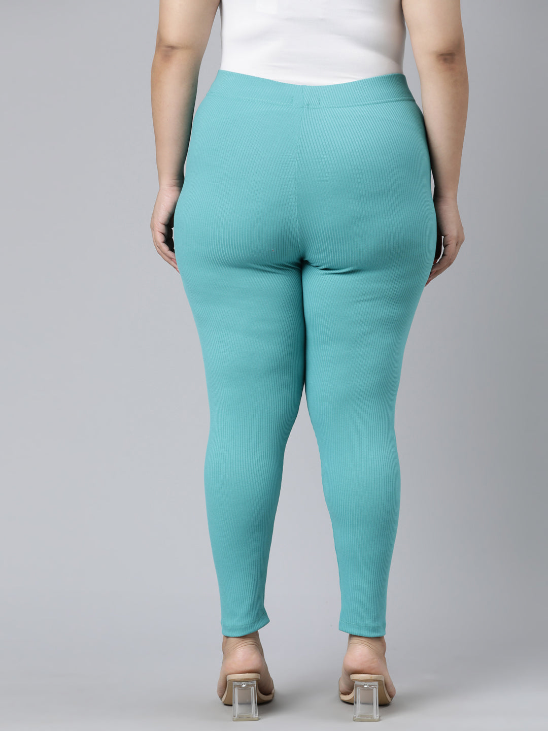 Mint Drop Needle Fabric Rib Leggings