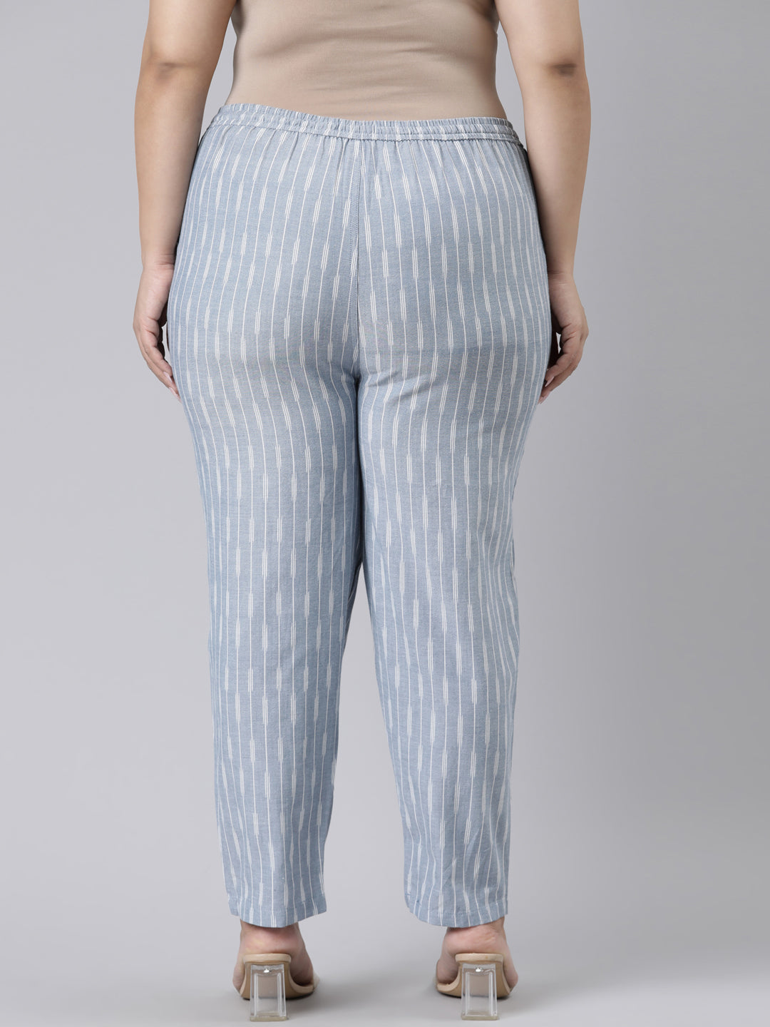 Blue Linen Ikat Pencil Pant