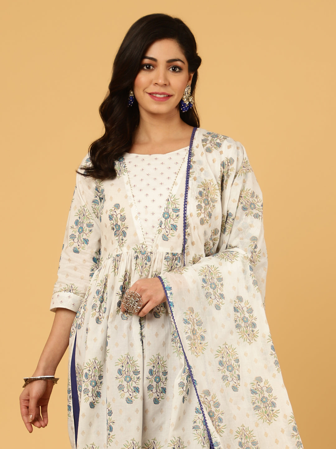 Block Printed Nyra Cut Suit Set With Dupatta