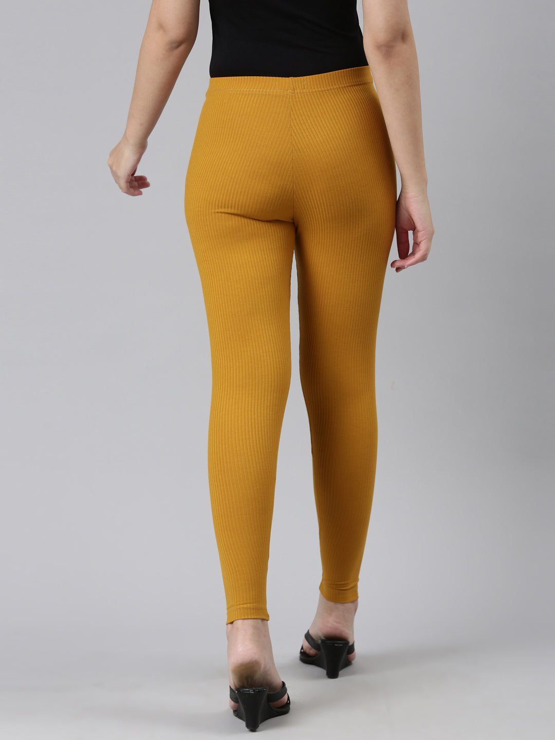 Mustard Drop Needle Fabric Rib Leggings