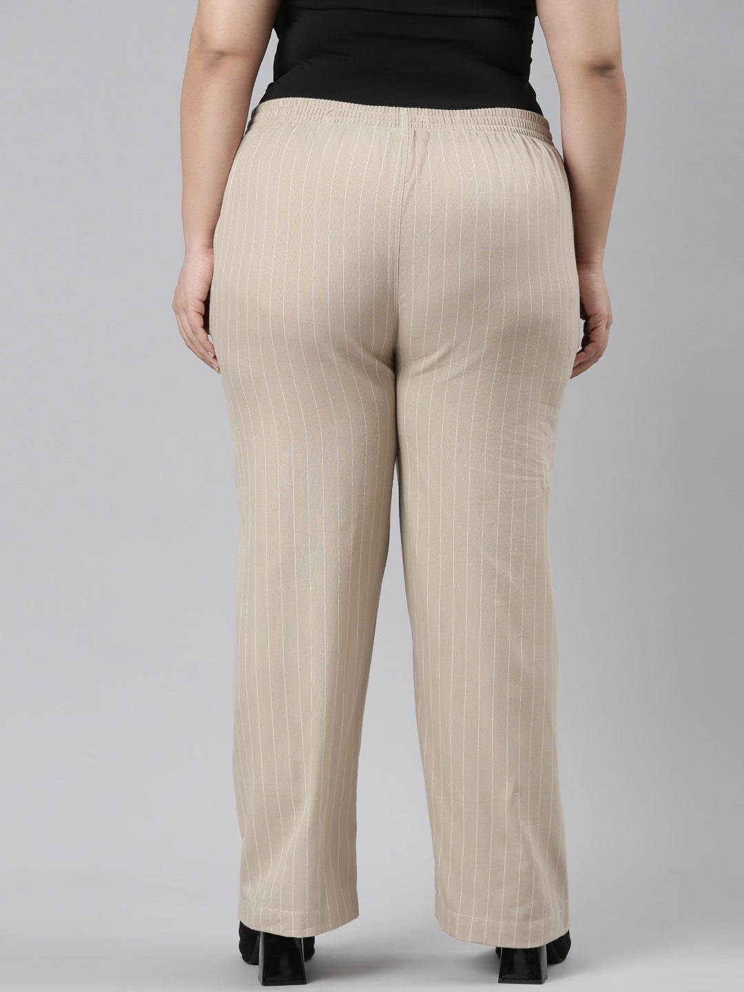 Beige Cotton Stripes Cargo Pant