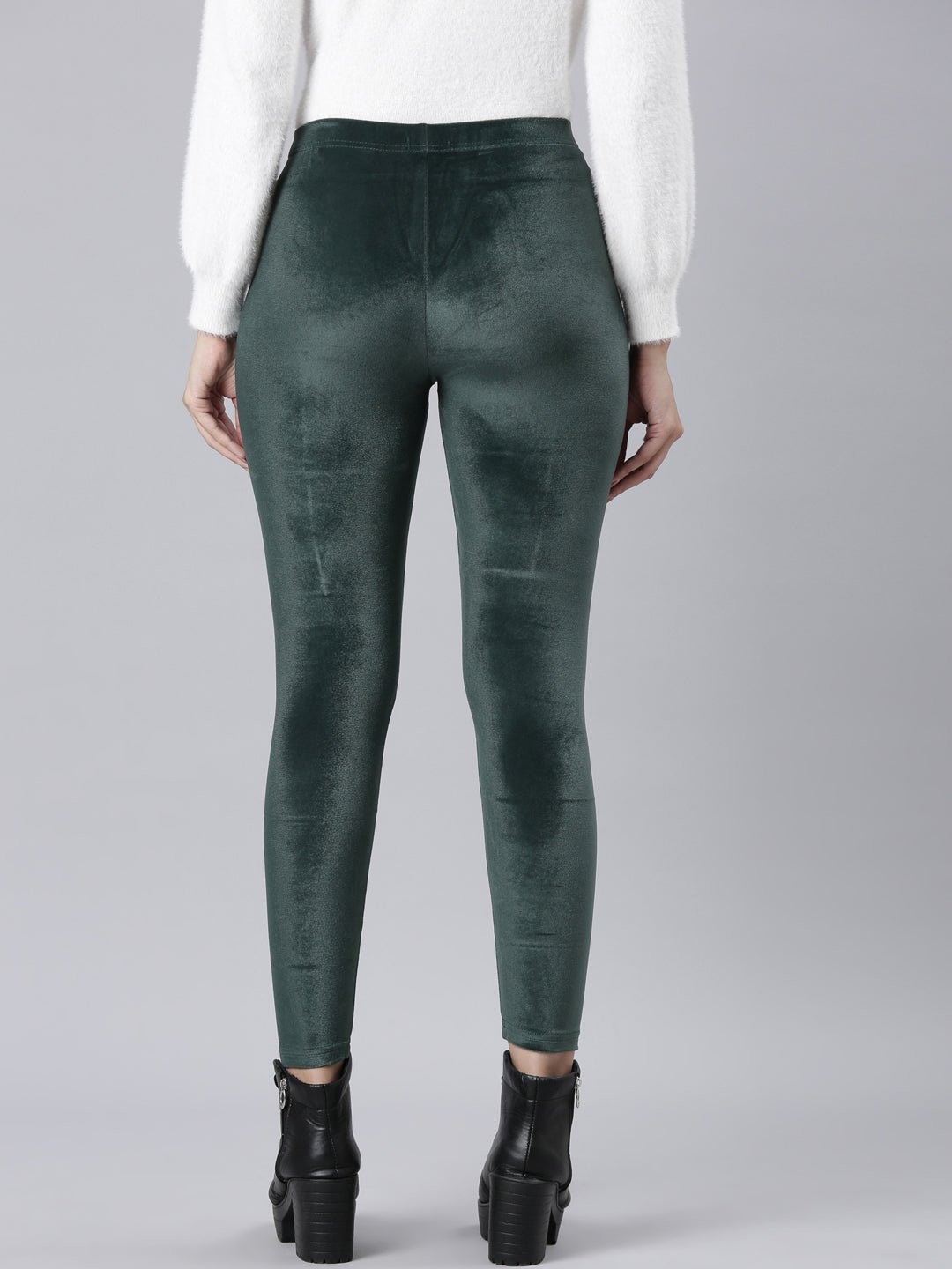 Bottle Green Velour Leggings