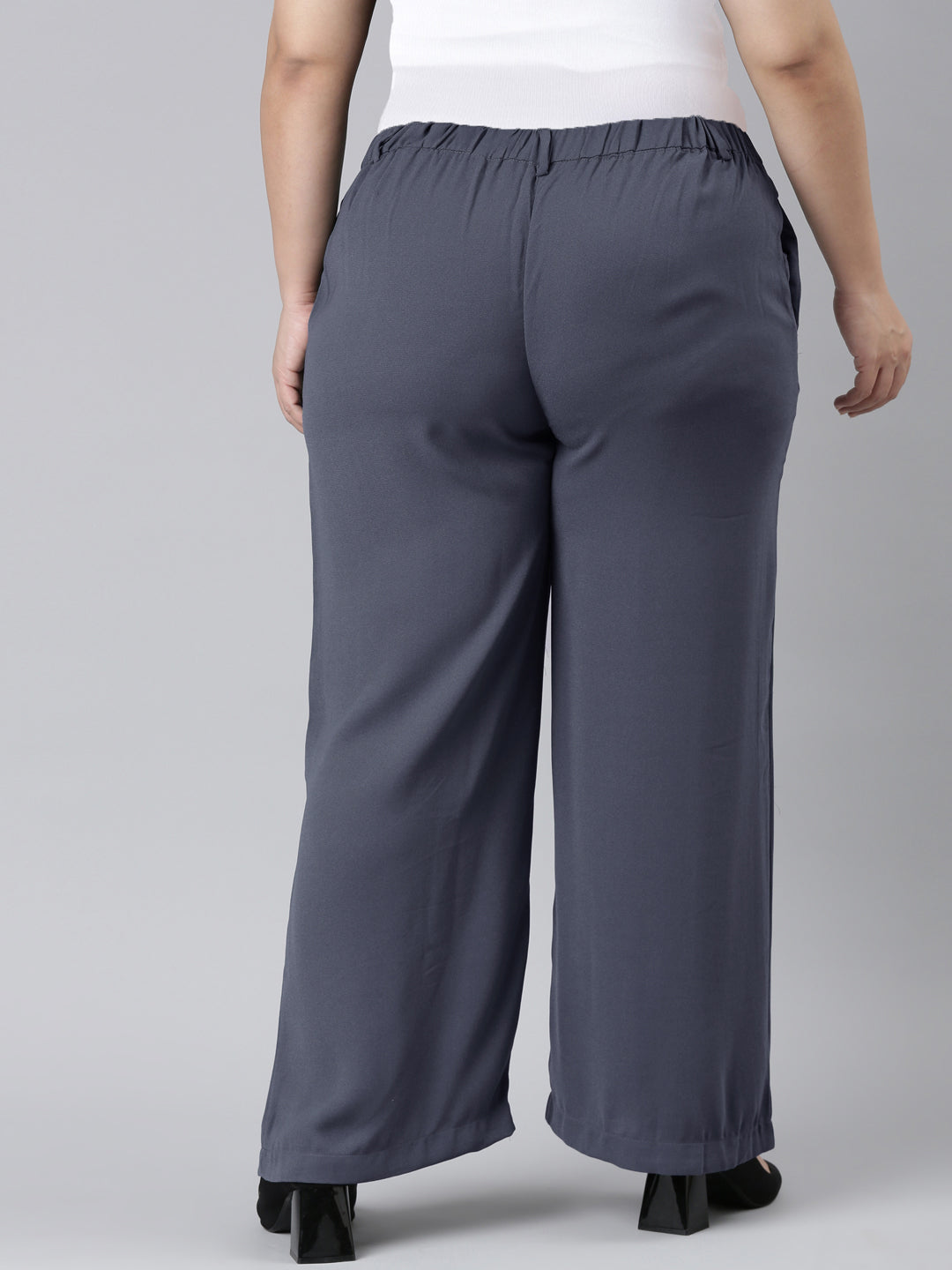 Dark Jean Crepe Wide Trouser