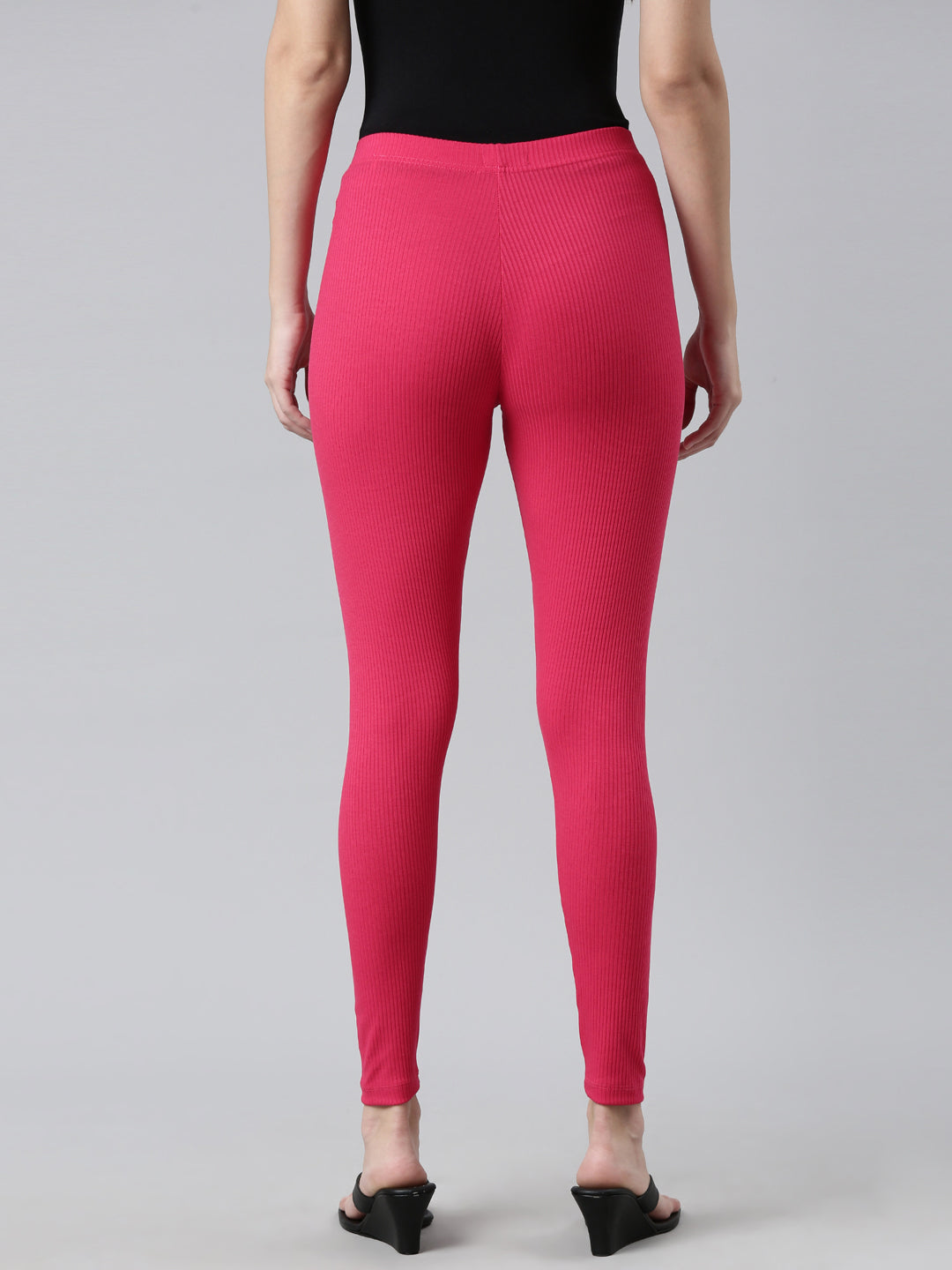 Young Fuchsia Drop Needle Fabric Rib Leggings