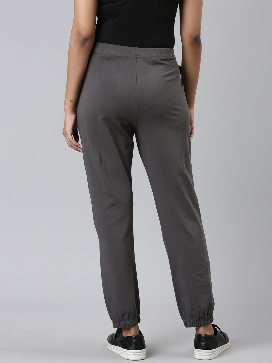 Silver Grey Cotton Stretch Casual Joggers