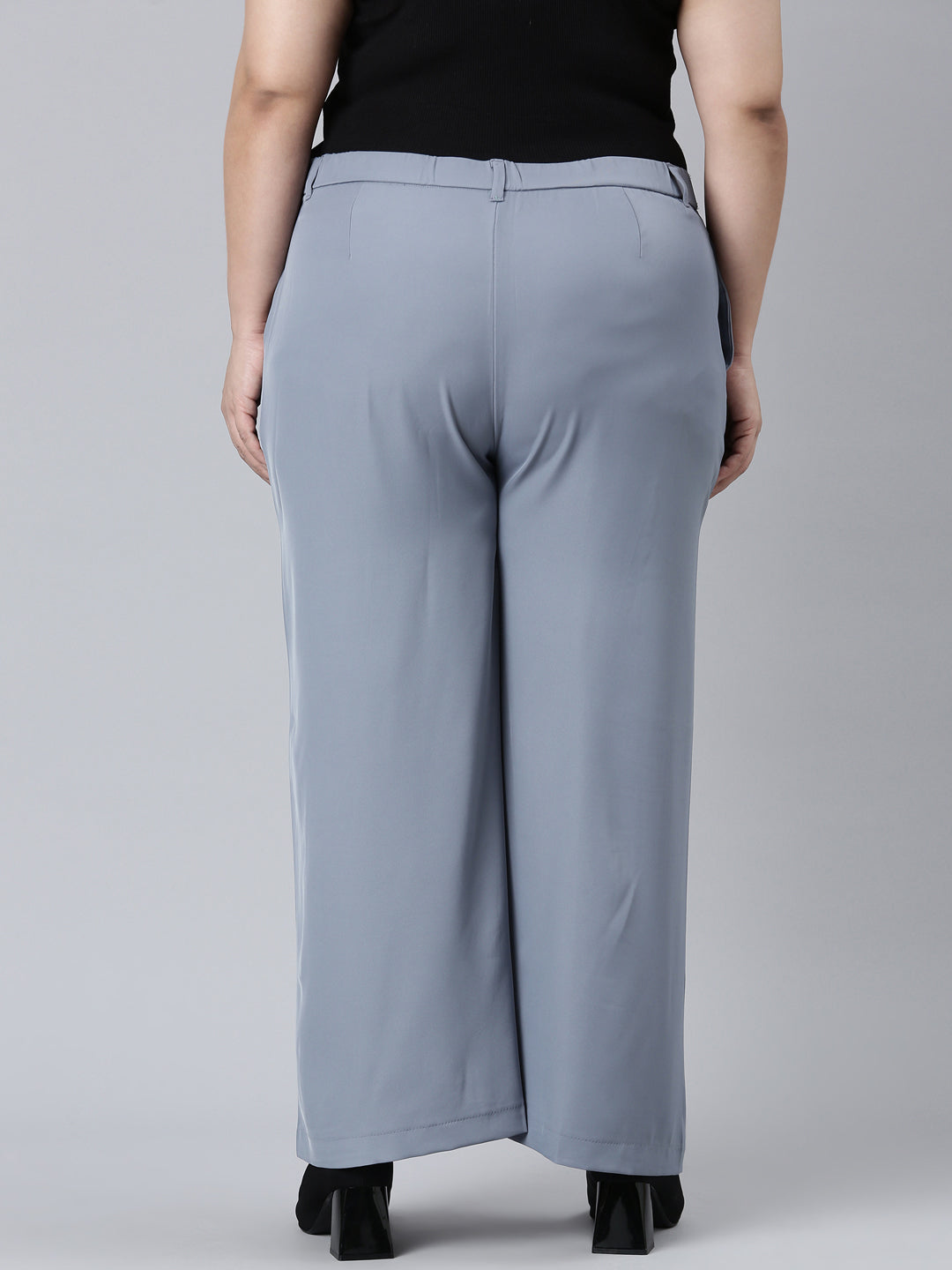 Dusty Blue Crepe Wide Trouser