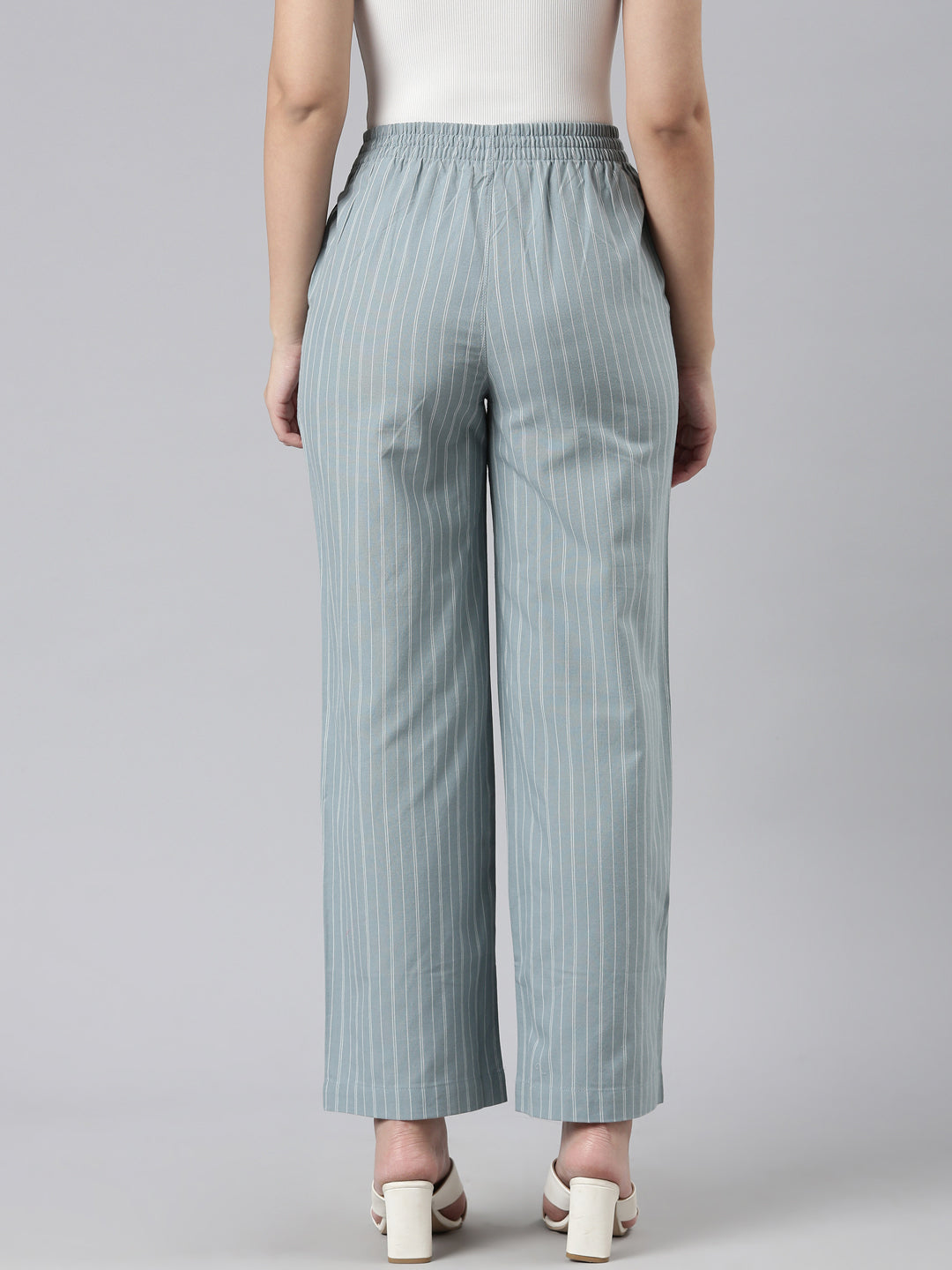 Blue Cotton Stripes Cargo Pant