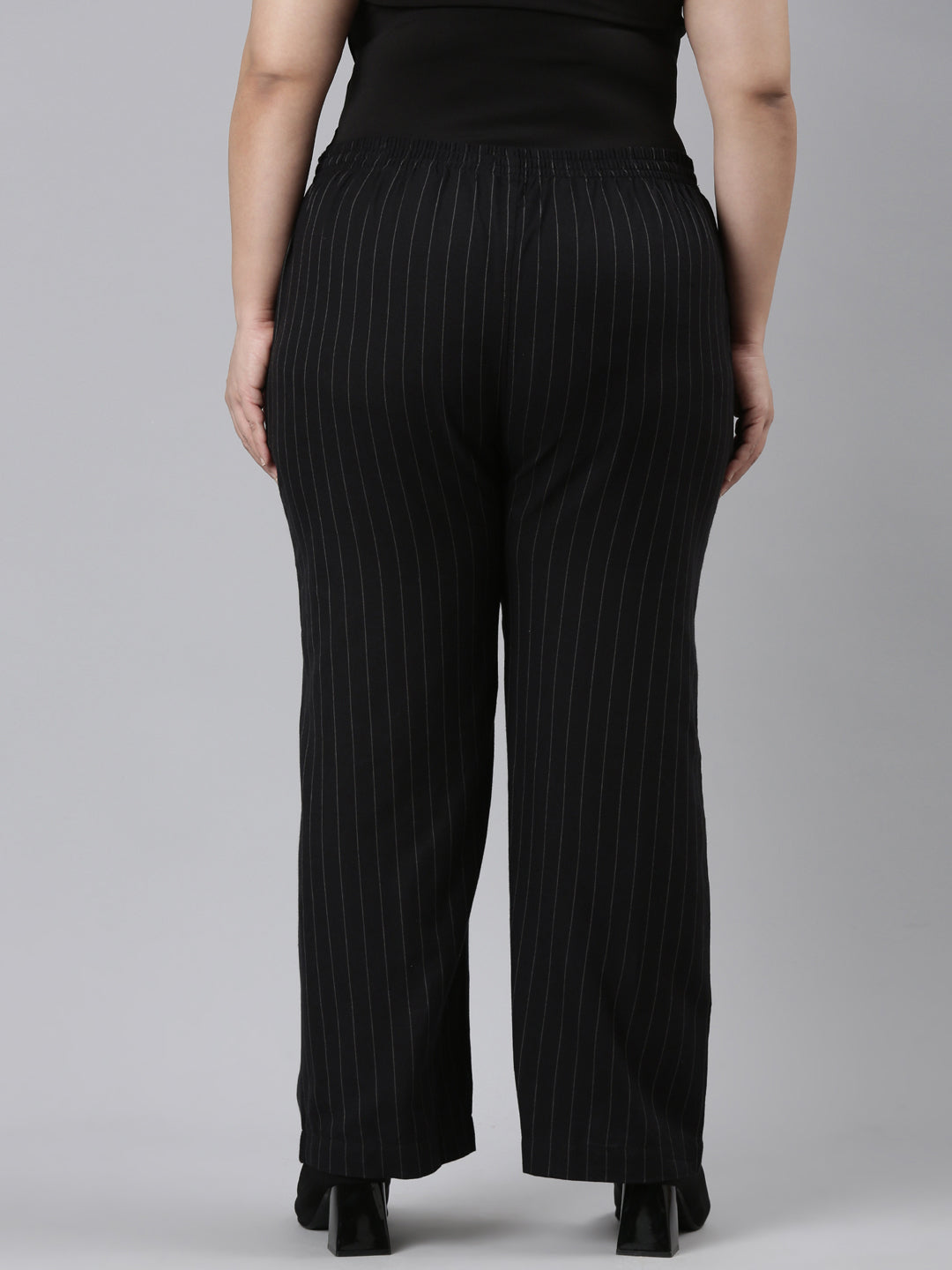 Black Cotton Stripes Cargo Pant
